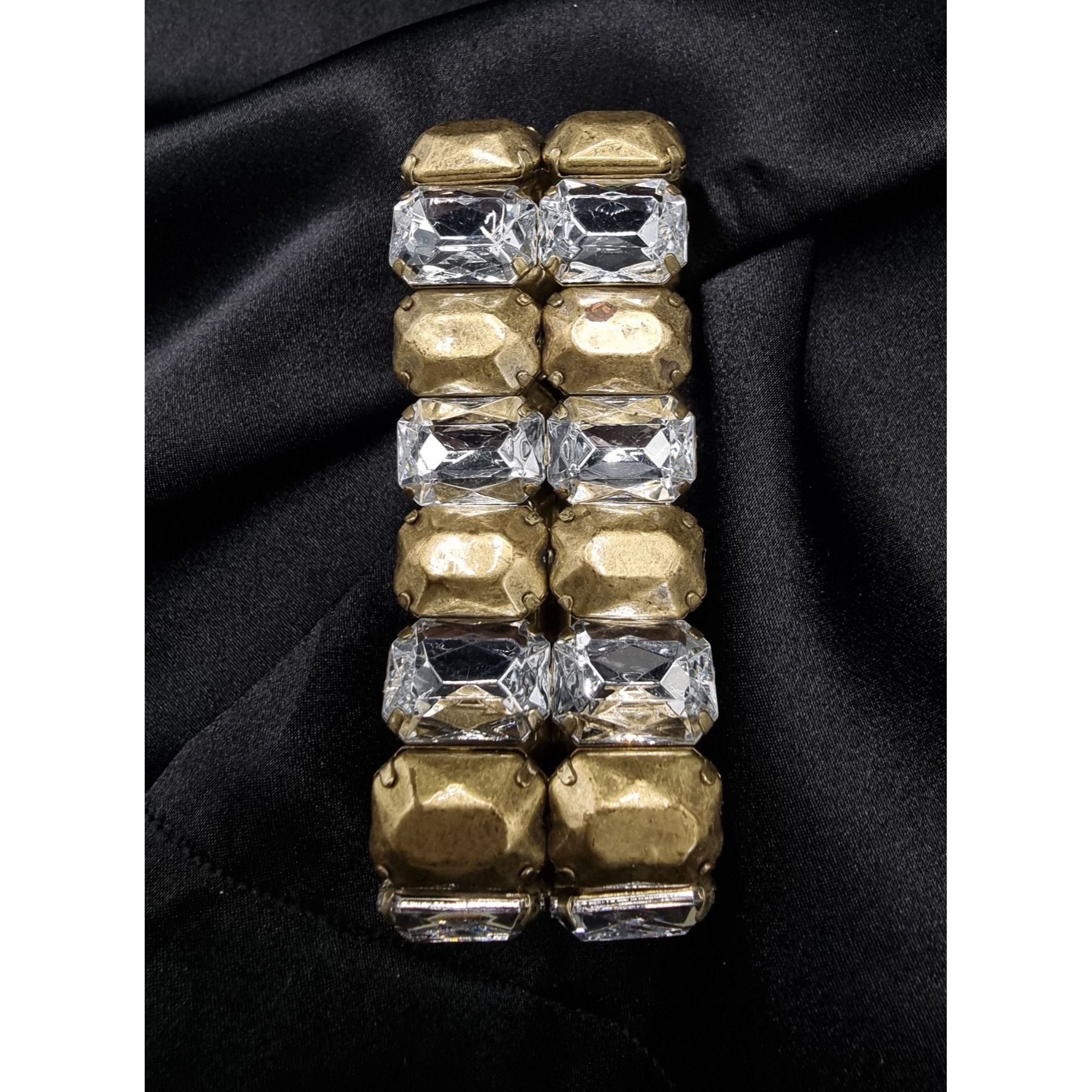 Vintage Vintage 1990's Graziano Gold-Tone Stretch Bracelet With Clea Size ONE SIZE - 2 Thumbnail