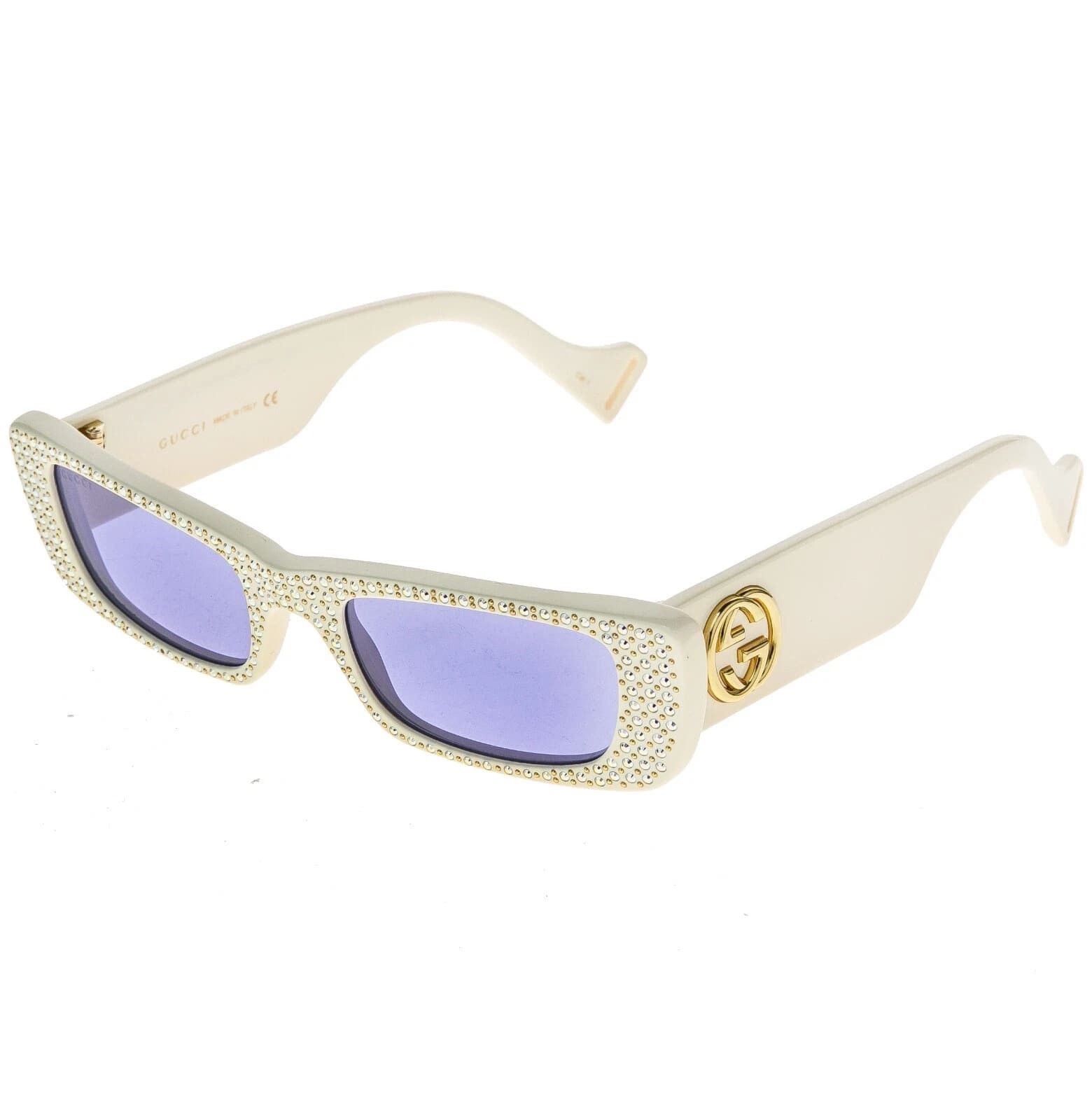 Gucci GUCCI GG0516S 0516 Ivory Lilac Crystal Geometric Sunglasses Size ONE SIZE - 4 Thumbnail