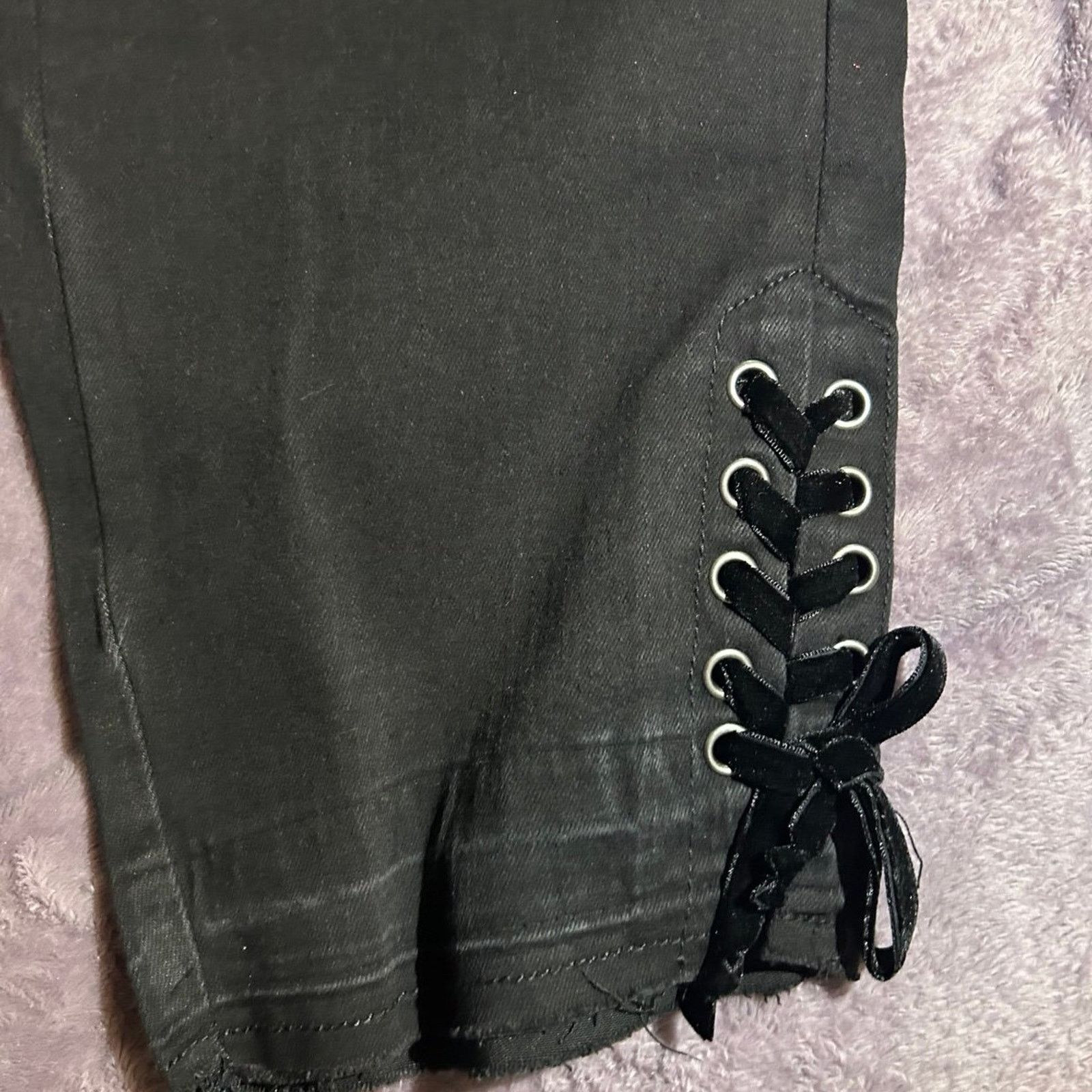 Coldwater Creek Coldwater Creek Jeans black with velvet lace up ankle detail Size 22" - 5 Thumbnail