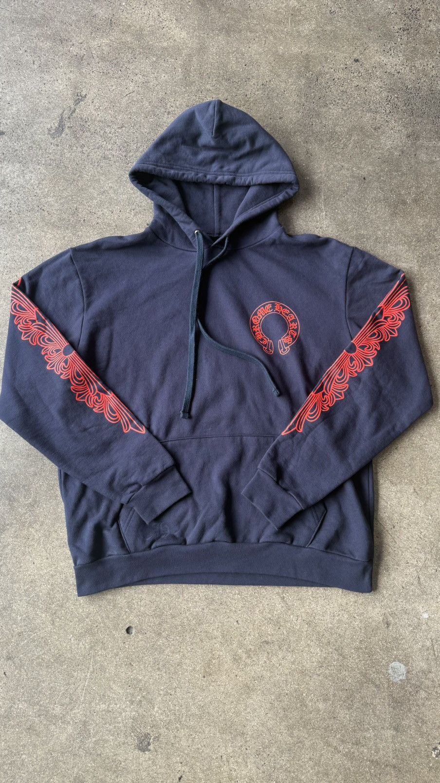 Chrome Hearts Chrome hearts navy red floral horseshoe hoodie