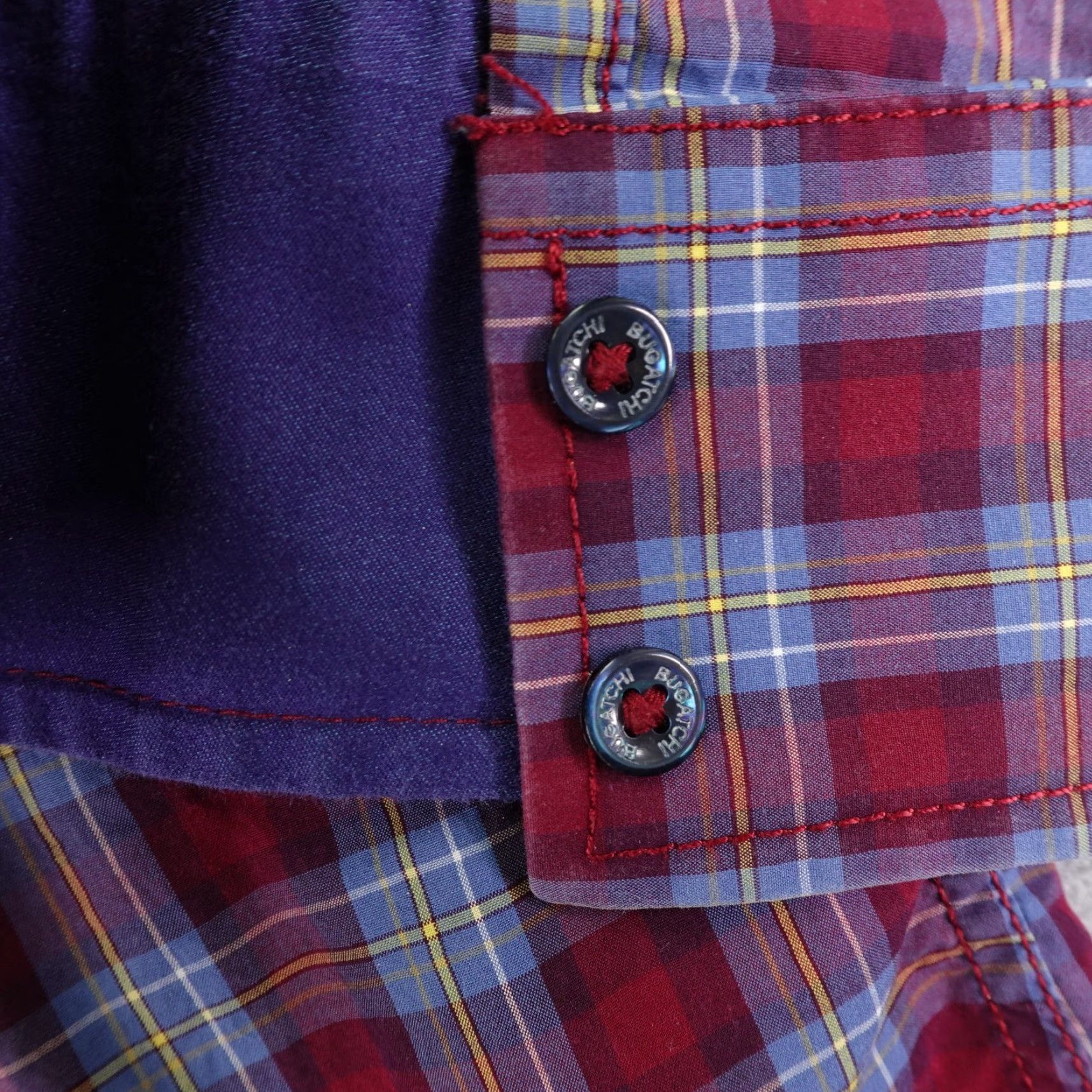 BUGATCHI Bugatchi Uomo Shirt Mens XL Red Plaid Button-Up Slim Fit Pockets Chest Collared Button Shirt Size US XL / EU 56 / 4 - 5 Thumbnail