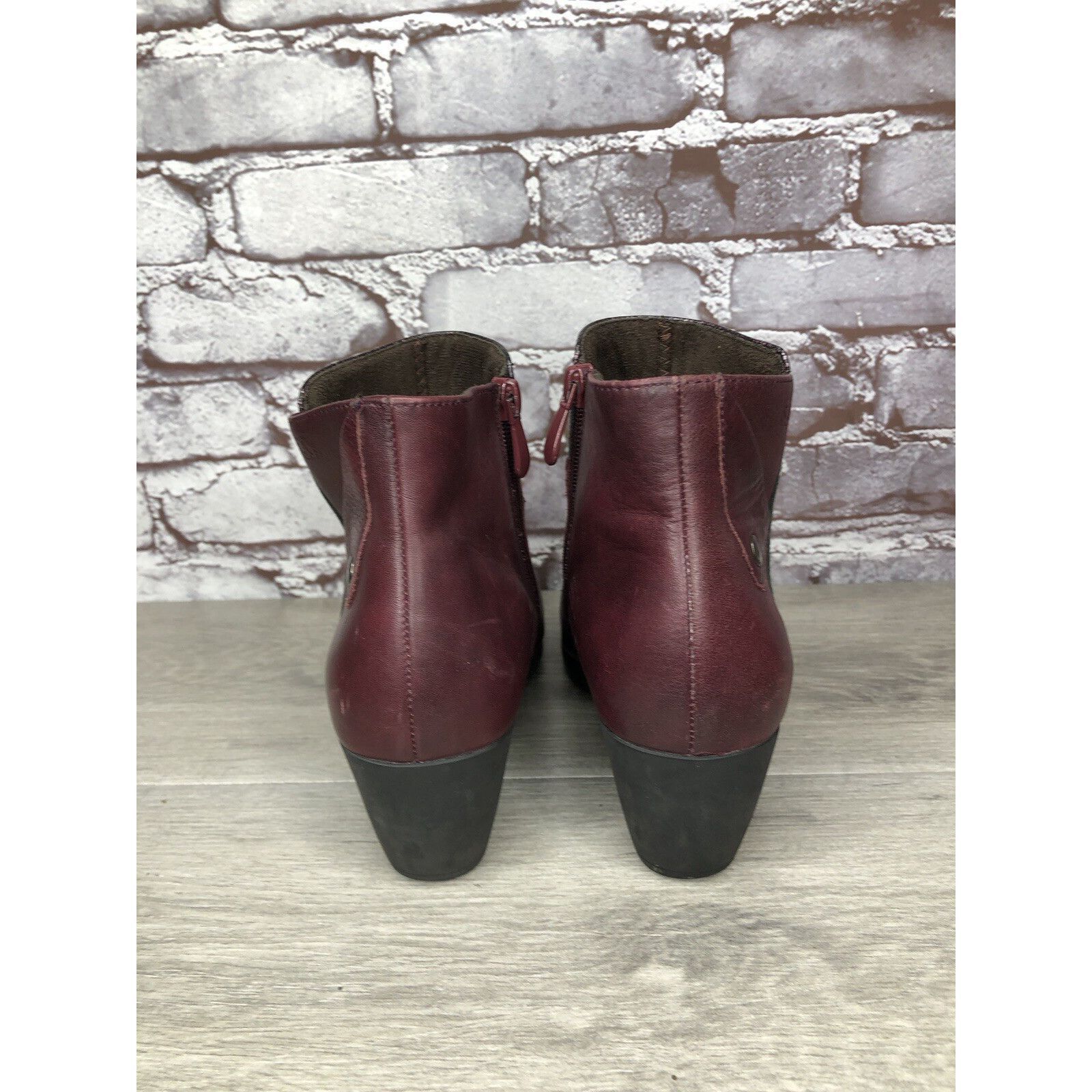Other Treintas Burgundy Leather Pebble Ankle Side Zip Heel Boots W Size US 8.5 / IT 38.5 - 4 Thumbnail