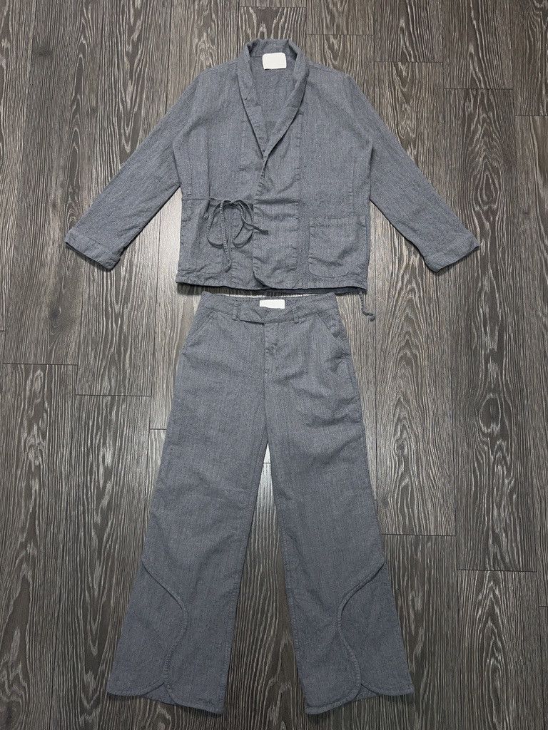 Sangiev Kimono Style Set of 2 Shirt Jacket Pants Trousers Wool S Size 36R - 1 Thumbnail