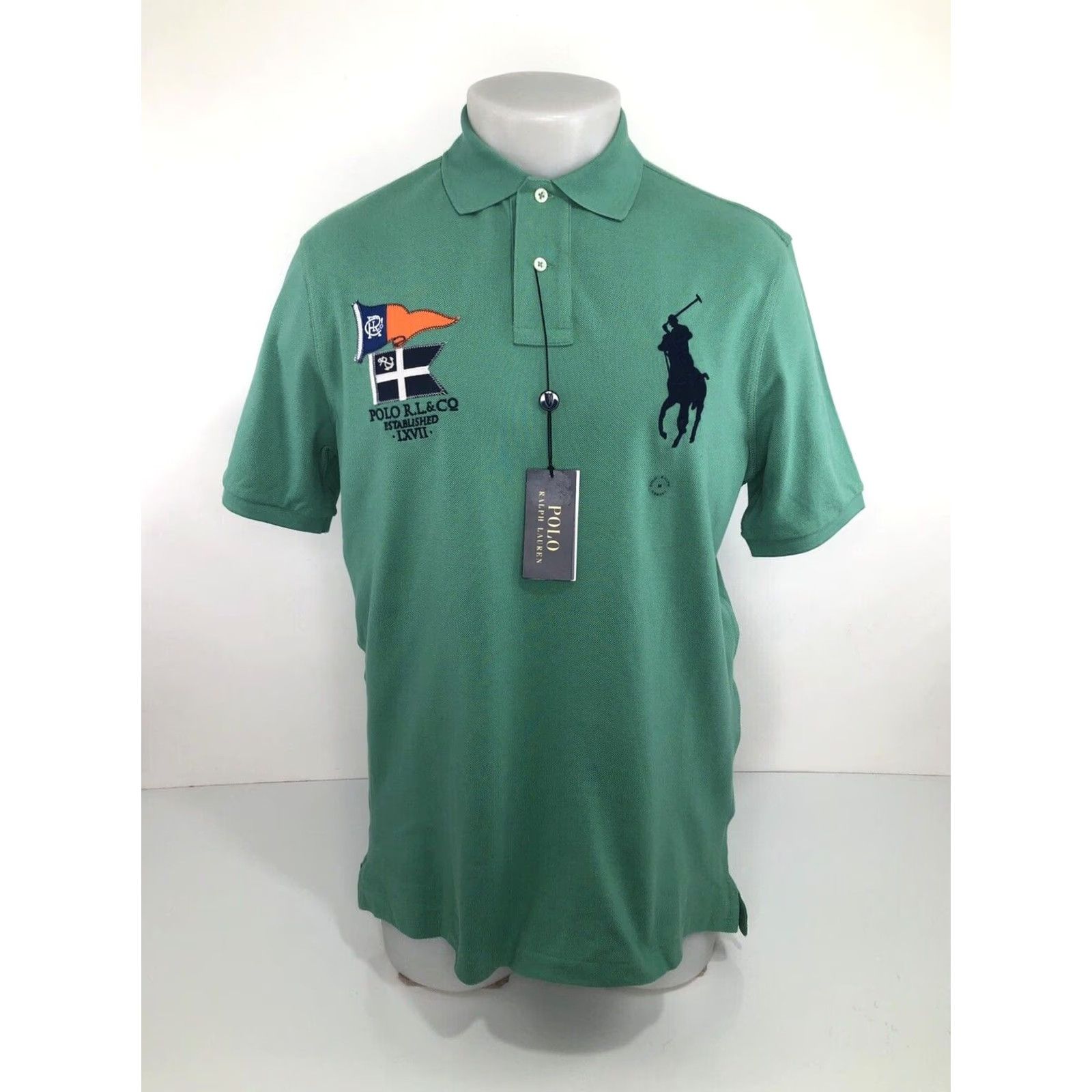 Polo Ralph Lauren Polo Ralph Lauren Shirt / POLO / Big Pony Md. M Green Nautical Yacht Flags Classic Polo Shirt Mens MD. Shirt Size US M / EU 48-50 / 2 - 2 Thumbnail