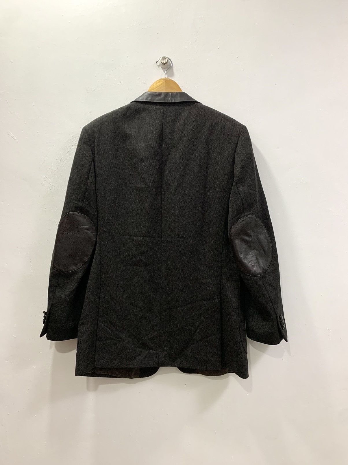 Balenciaga BALENCIAGA LEATHER ELBOW PATCH & HALF COLLAR WOOL BLAZER Size 50R - 8 Thumbnail
