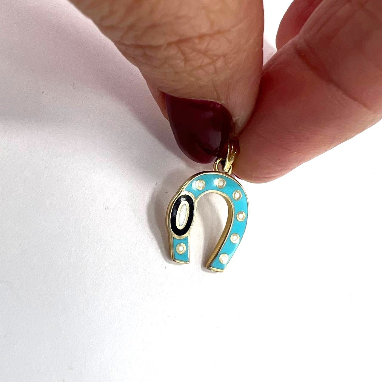 Other 14K Yellow Gold Horseshoe Pendant Elegant Blue Size ONE SIZE - 8 Thumbnail