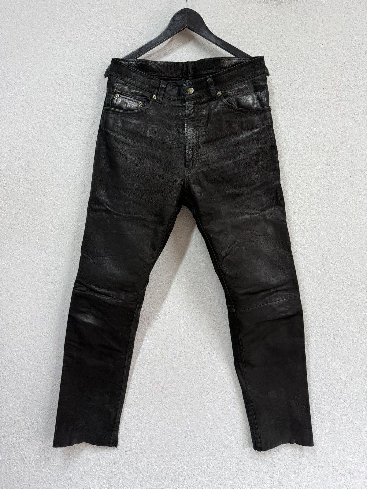 Hedi Slimane 🔥 Vintage Leather Pants 00s Italian Rock Noir Archive Grunge Size US 32 / EU 48 - 4 Thumbnail