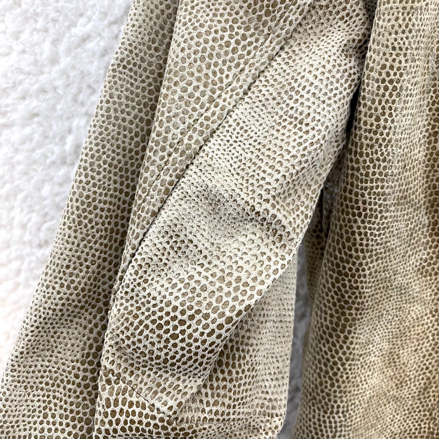 Vintage VINTAGE Leather Jacket Womens S Tan Beige Faux Snakeskin Pebble Jacket Glam Rock 1990s Womens S Size S / US 4 / IT 40 - 6 Thumbnail
