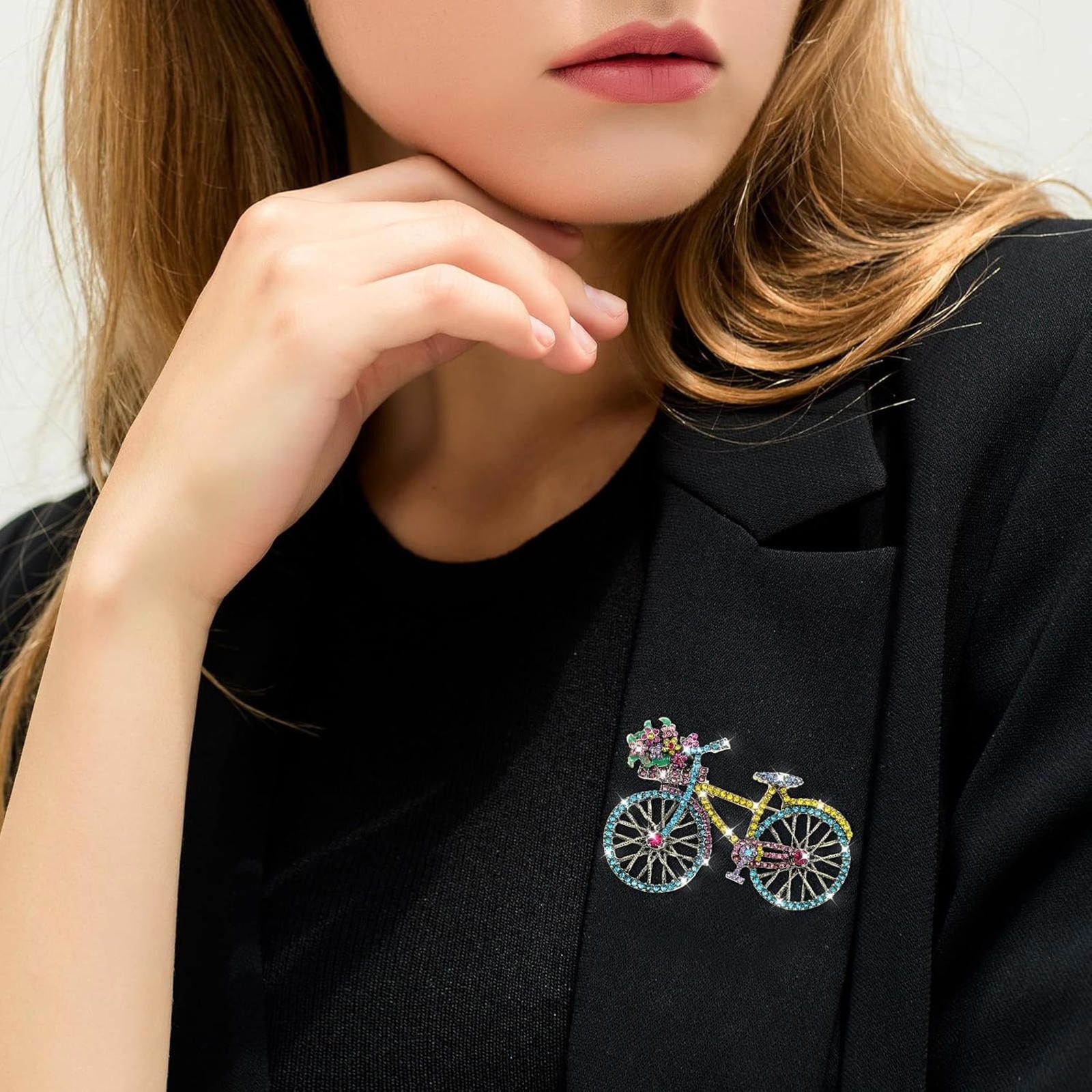 Designer Bike Bicycle Brooch Pin Crystal Rhinestone Creative Retro Size ONE SIZE - 7 Thumbnail