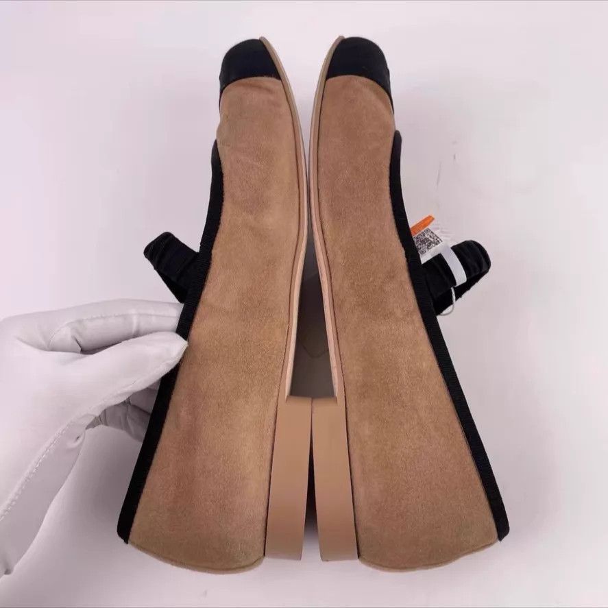 Chanel Chanel Women's Velvet Mary Janes Khaki & Black 42 Size US 11.5 / IT 41.5 - 2 Thumbnail