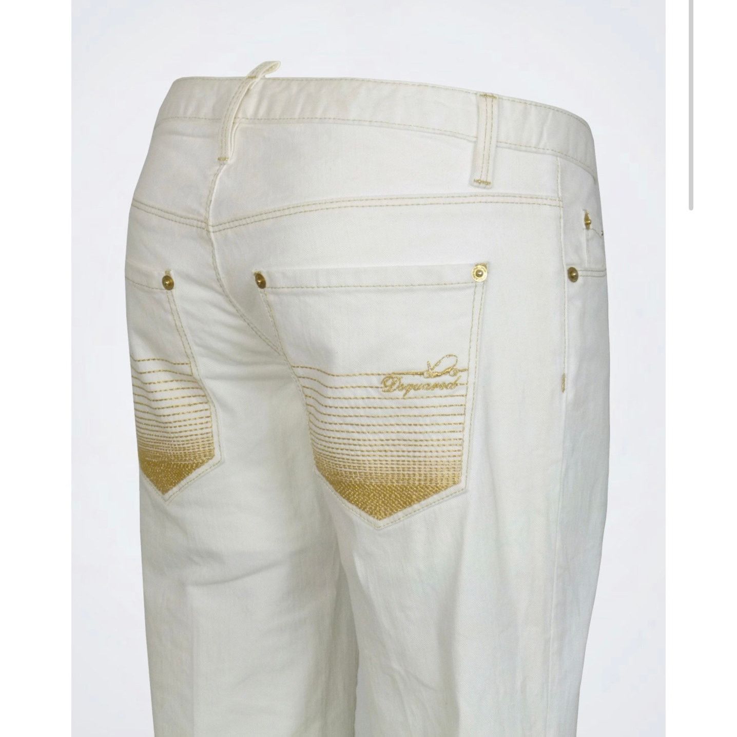 NWT DSQUARED2 Ivory Jeans Straight Leg Low Rise Y2K