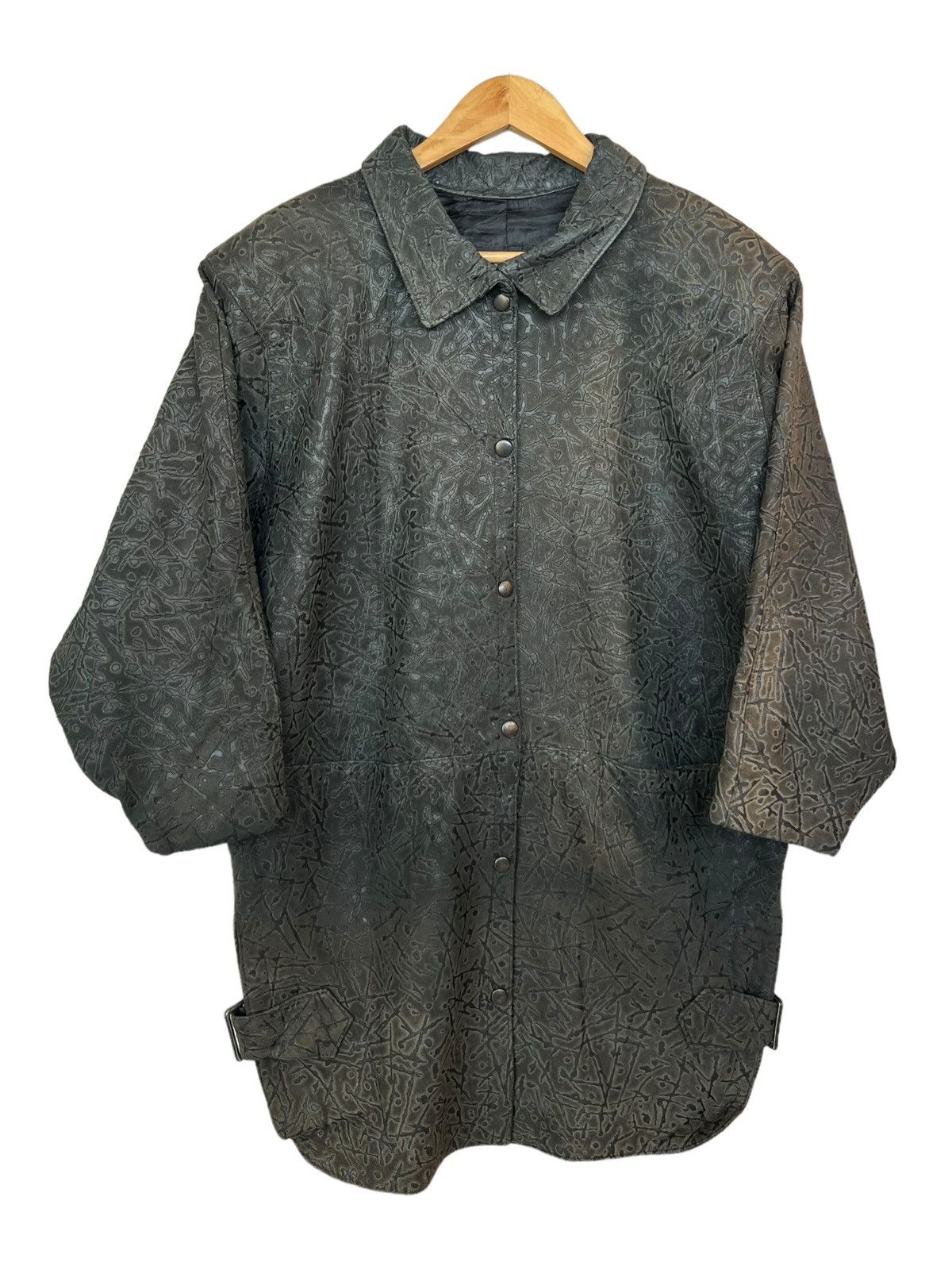Designer Vintage Neto Art Black Sunfaded Leather Cowboy Jacket Size US L / EU 52-54 / 3 - 1 Thumbnail