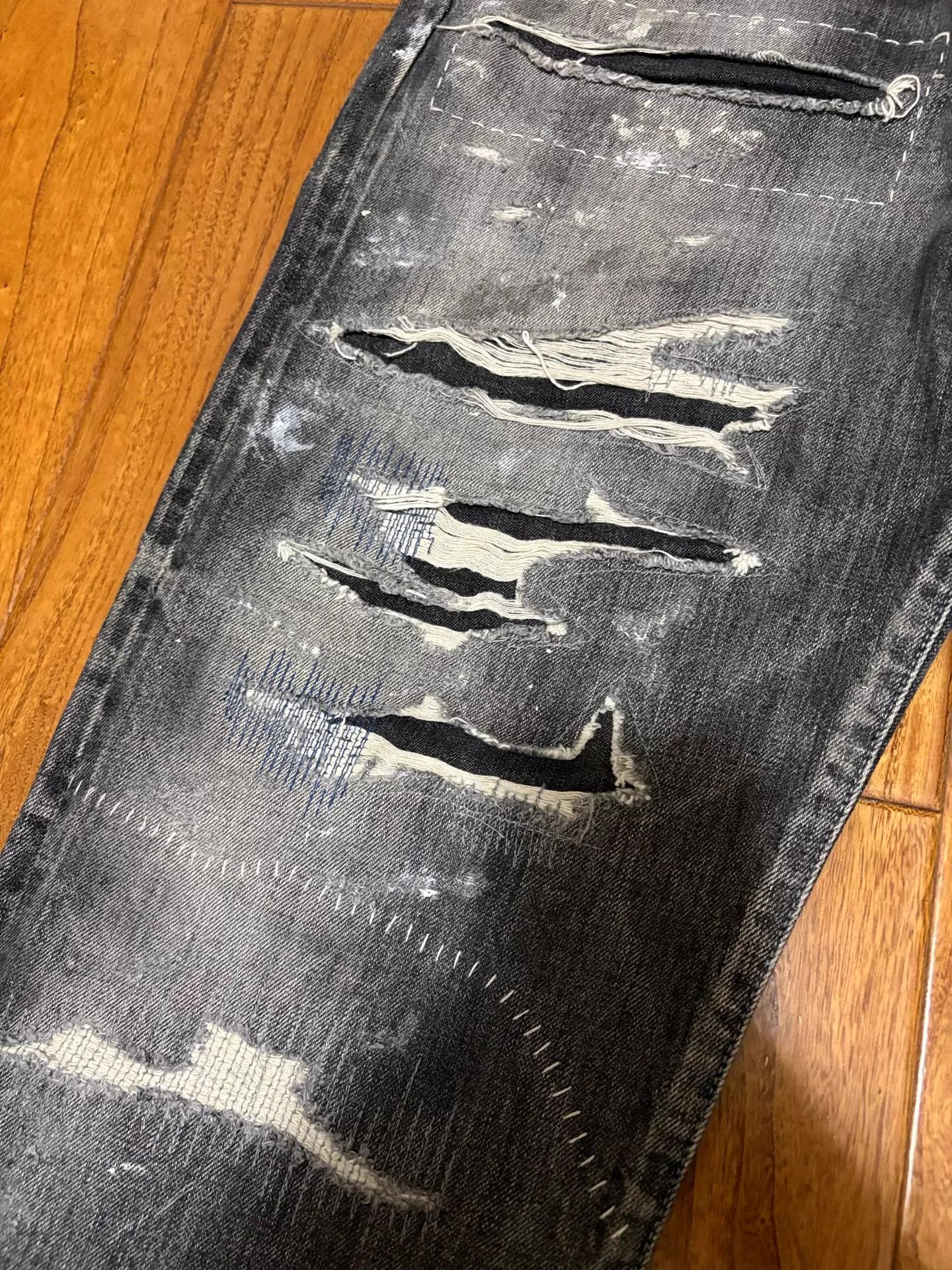 Neighborhood NBHD SS 21AW Washed Cut Distressed Patches Jeans Size S Size US 29 - 4 Thumbnail