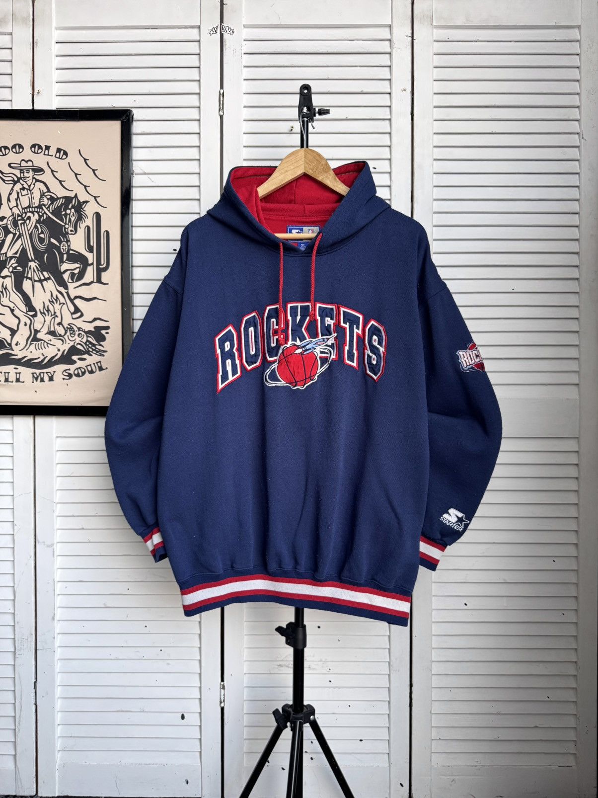 Starter Vintage Starter Houston Rockets Hoodie NBA Embroidered Logo Size US XL / EU 56 / 4 - 1 Thumbnail