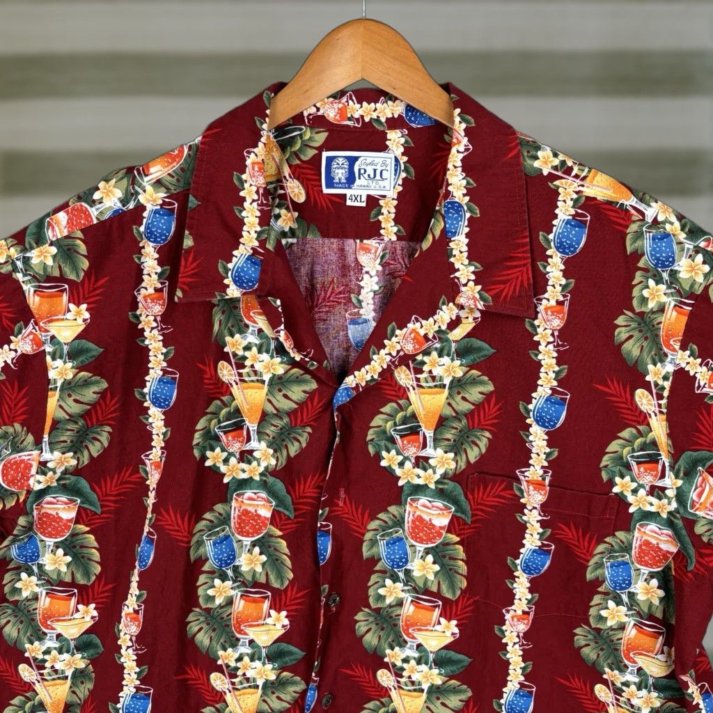 Vintage VINTAGE RJC Hawaiian Shirt Mens 4XL Red Cotton Drink Glass All Over Print Made USA Shirt Size US XXL / EU 58 / 5 - 1 Thumbnail