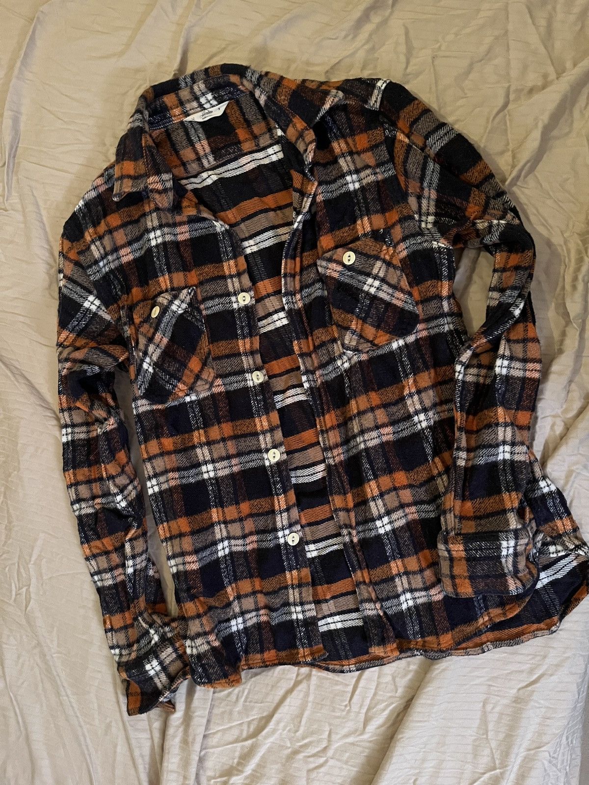 image of 3Sixteen Crosscut Shaggy Flannel Size Small Xs in Orange, Men's