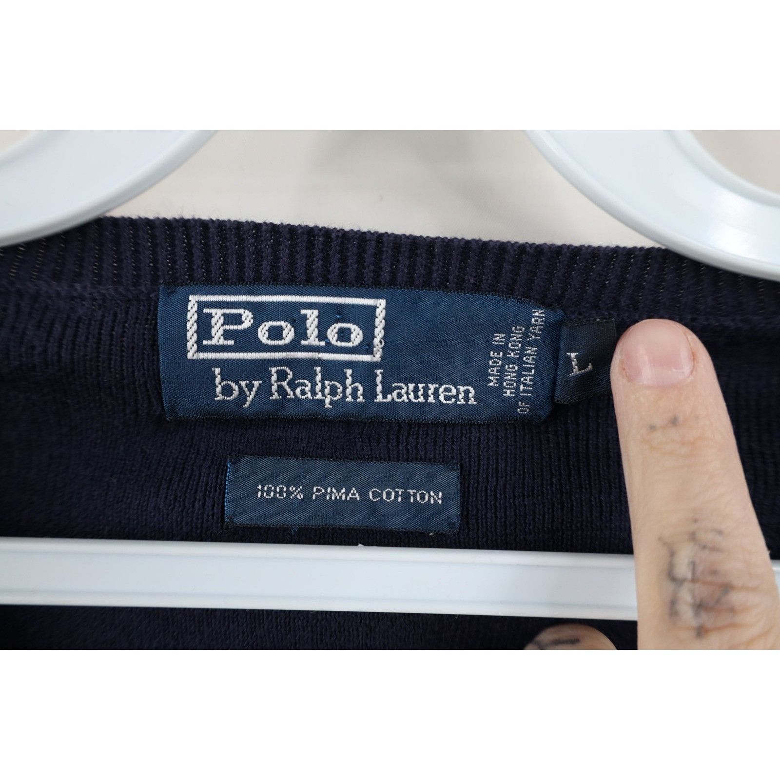 Polo Ralph Lauren Vintage 90s Ralph Lauren Faded Pima Cotton Knit Sweater Size US L / EU 52-54 / 3 - 9 Thumbnail