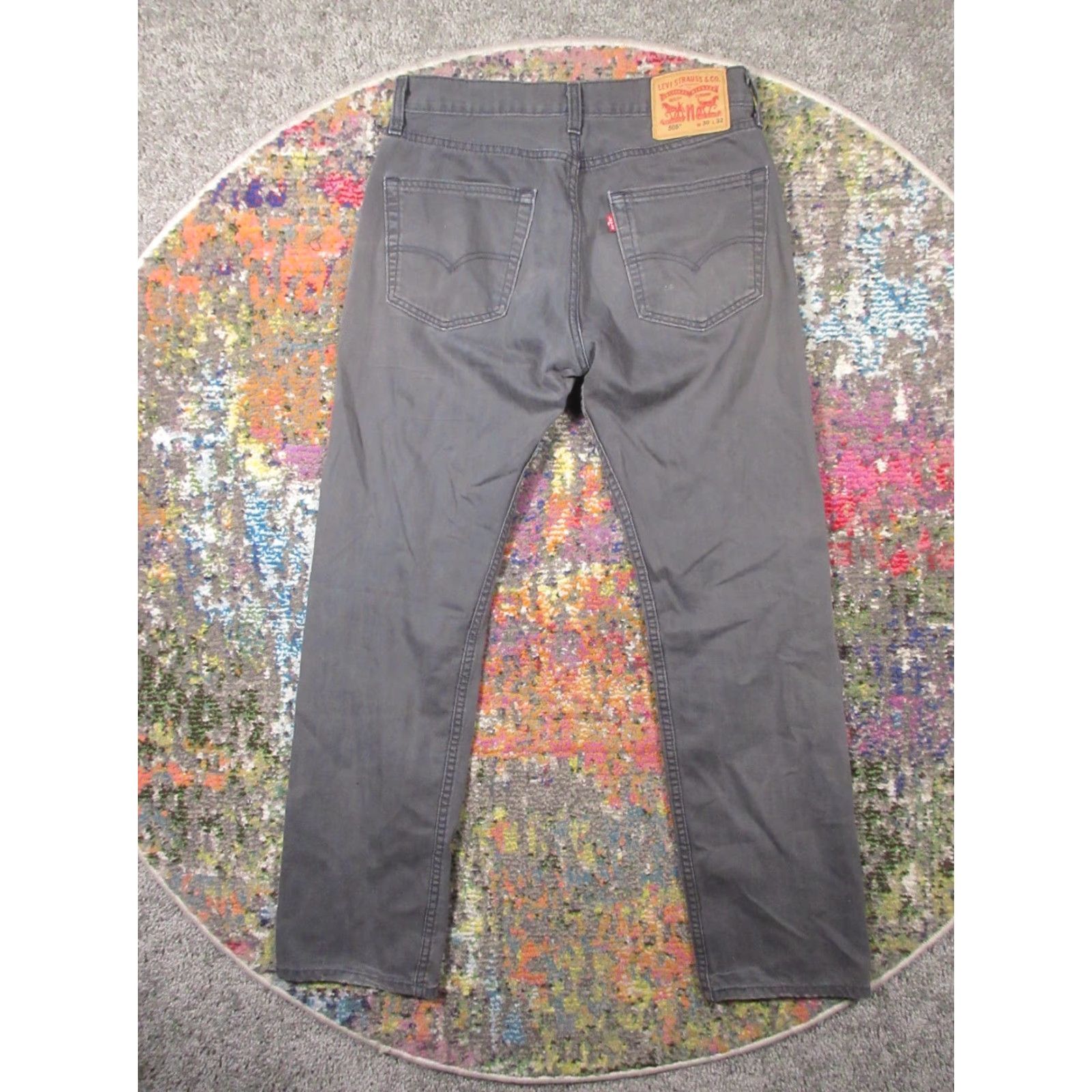 Levi's Levi's 505 Jeans Mens 30x32 Gray Denim Regular Fit Straight Leg Regular Waist Zip Closure 5-Pocket Distressed Comfortable Cotton Leather Logo Accent Size US 30 / EU 46 - 2 Thumbnail