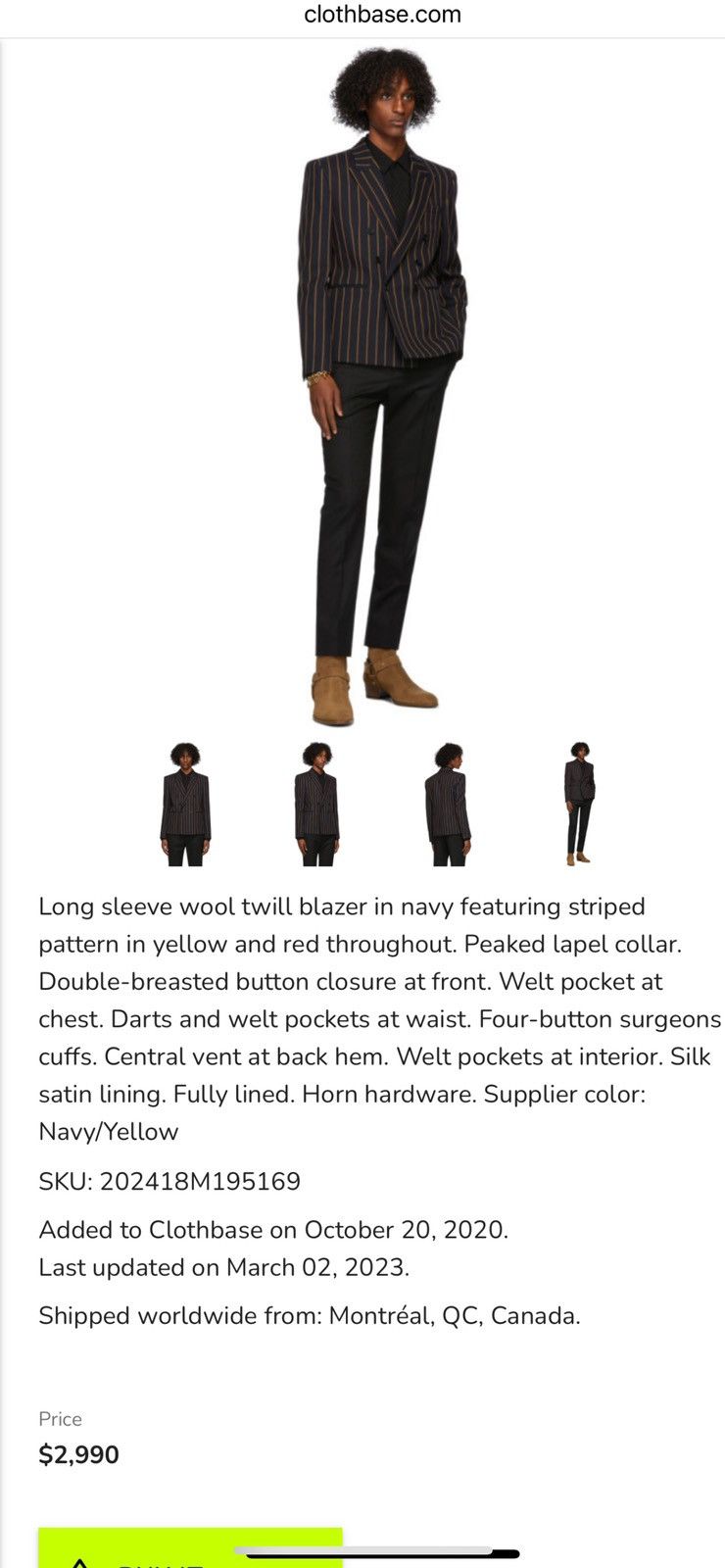 Saint Laurent Paris Saint Laurent double breasted blazer. 50/40. $2890 Size 40R - 1 Thumbnail