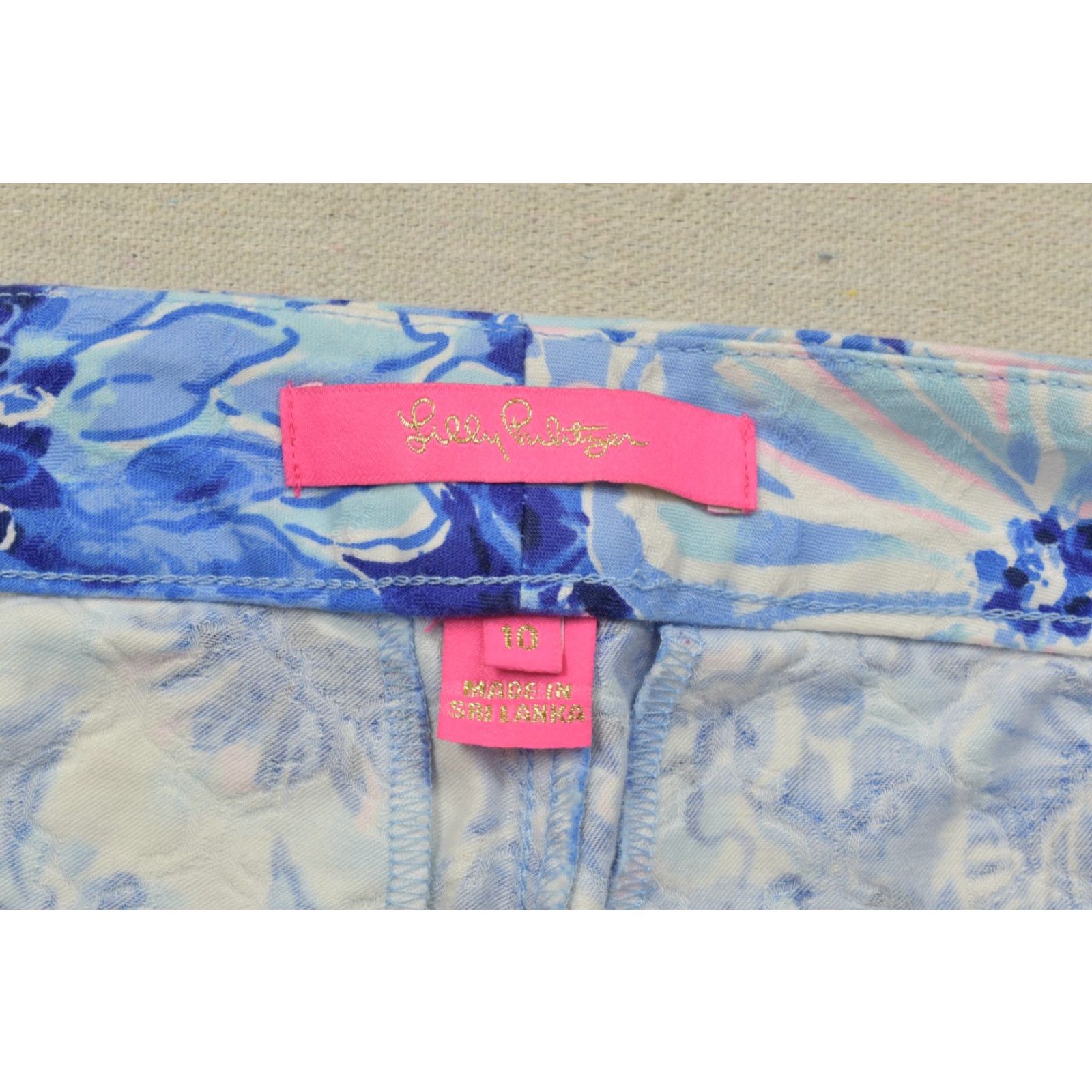 Lilly Pulitzer Lilly Pulitzer Women's Pants Ankle Blue Floral Print Stretch Cotton Skinny Zip 10 Regular Adult Womens Size 32" / US 10 / IT 46 - 7 Thumbnail