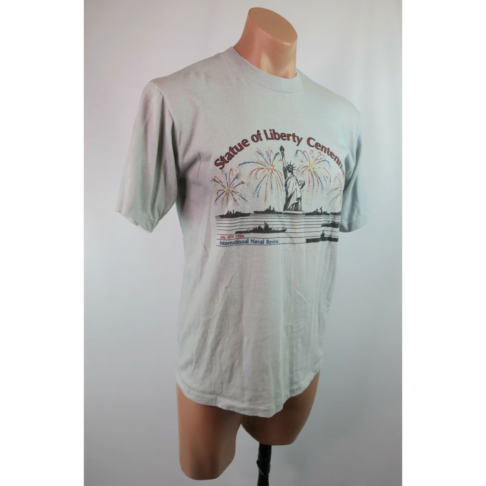 Vintage VTG 80s 1986 New York City Statue Of Liberty Centennial T Shirt Melba Sheen Gray Cotton Unisex L Short Sleeve Graphic Tee Size US L / EU 52-54 / 3 - 5 Thumbnail