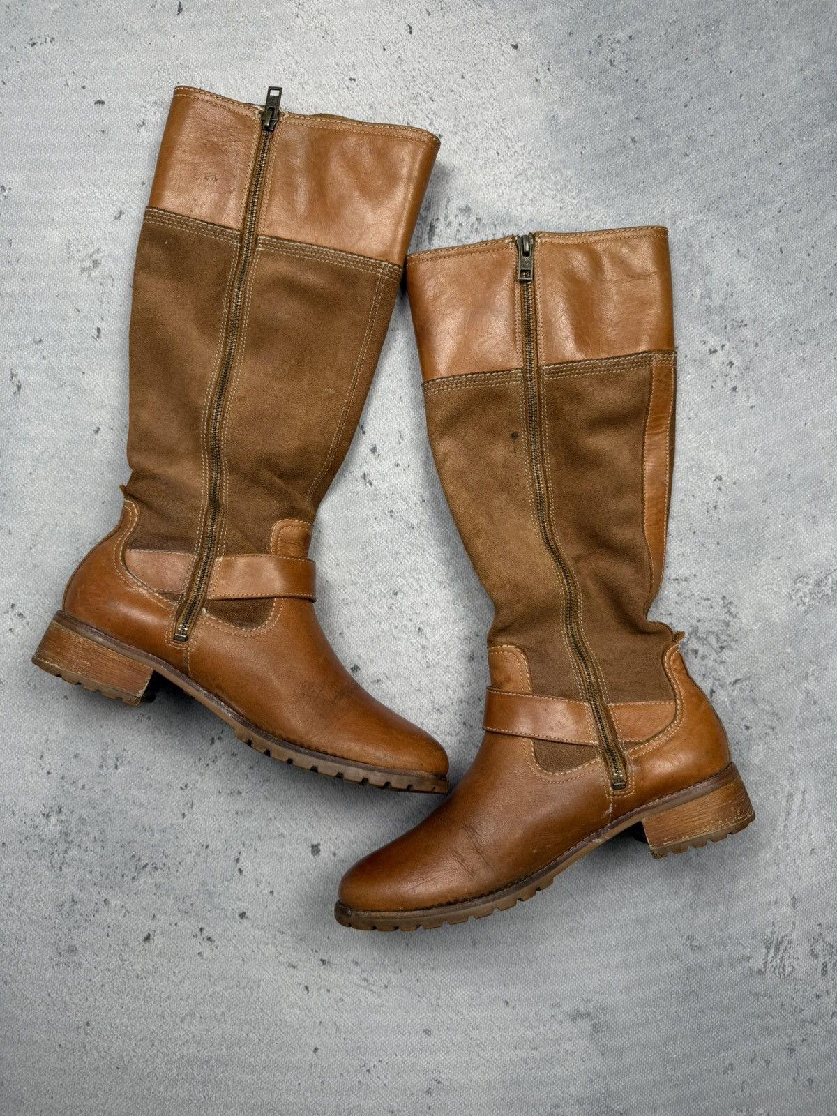 Timberland Timberland Riding Boots Brown Leather & Suede Buckle Tall Size US 8.5 / IT 38.5 - 2 Thumbnail