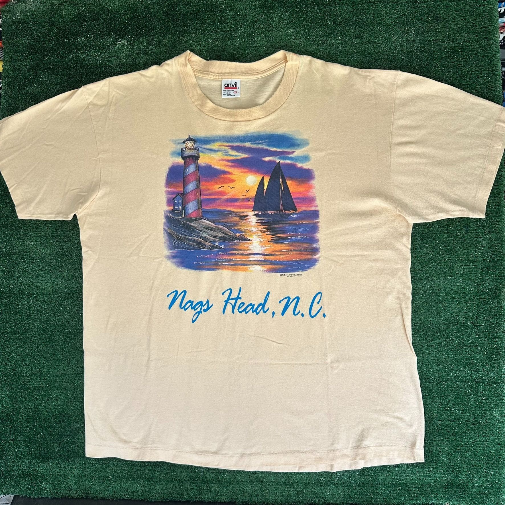 Vintage Vintage 90s Nags Head NC Sailing T-Shirt Landscape Preppy Na Size US XL / EU 56 / 4 - 1 Thumbnail