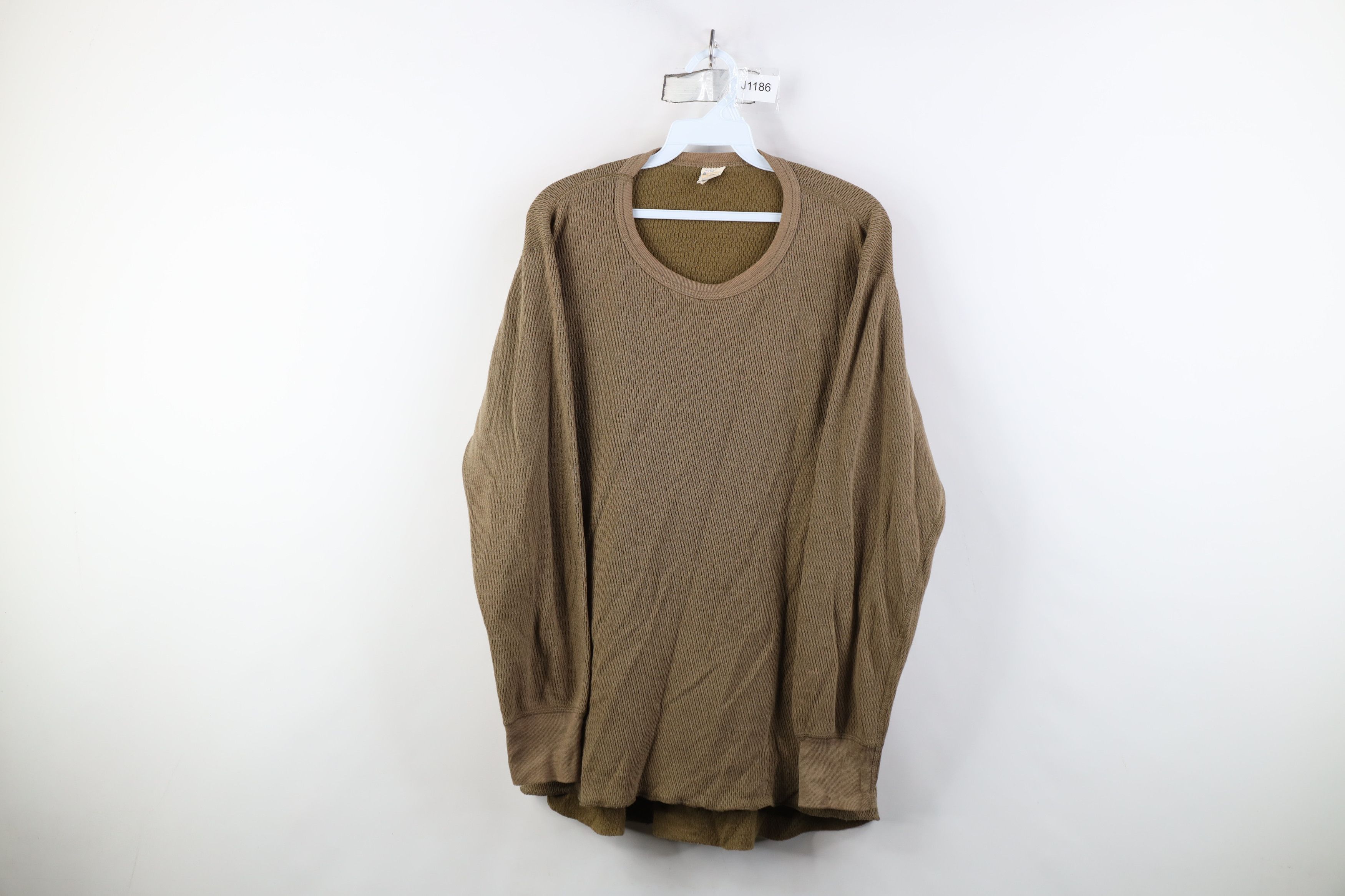 Vintage 90s Streetwear Waffle Knit Long Sleeve T-Shirt USA