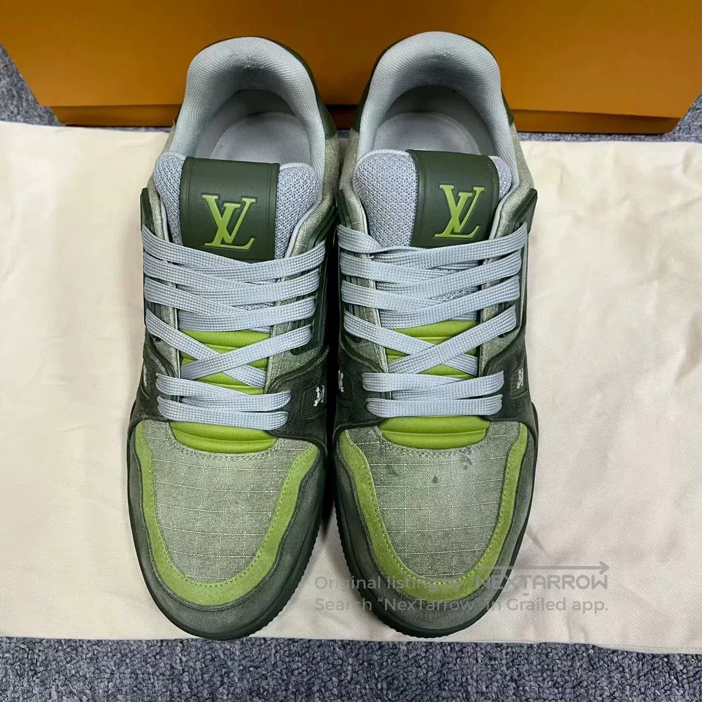 Louis Vuitton Louis Vuitton Green Round Toe Low-Top Sneakers. Size US 7 / EU 40 - 2 Thumbnail