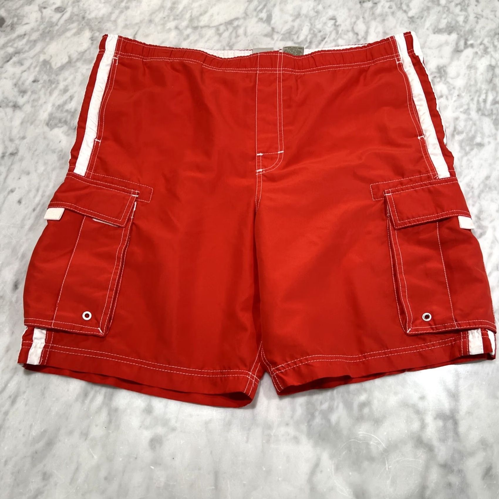 Ocean Pacific VINTAGE Ocean Pacific OP Men’s Large Swim Trunks Lined Orange Red Trunks Mens Beach 90s Size US 33 - 2 Thumbnail
