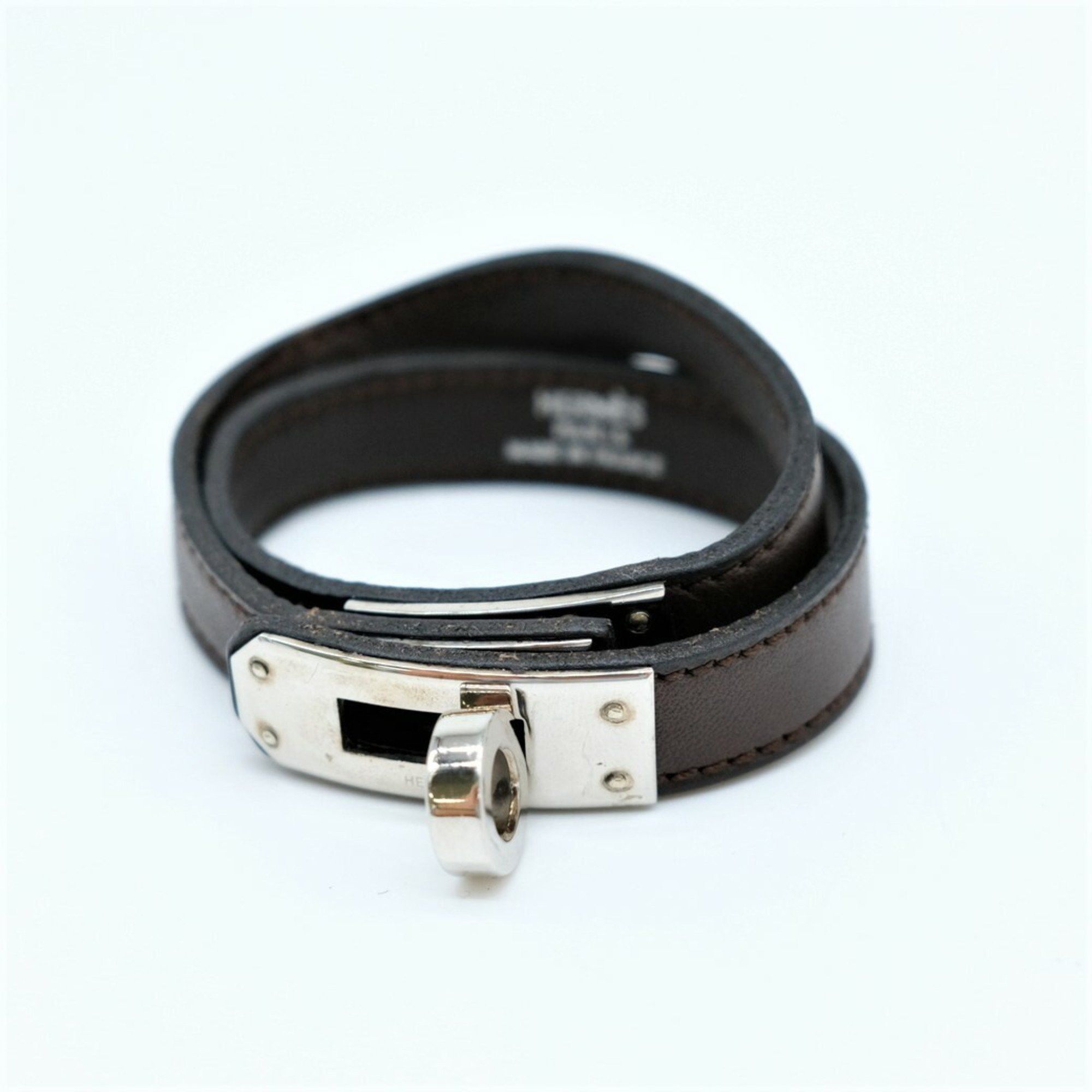 image of Hermes Kelly Bracelet Double Tour Chevre Leather Brown, Women's