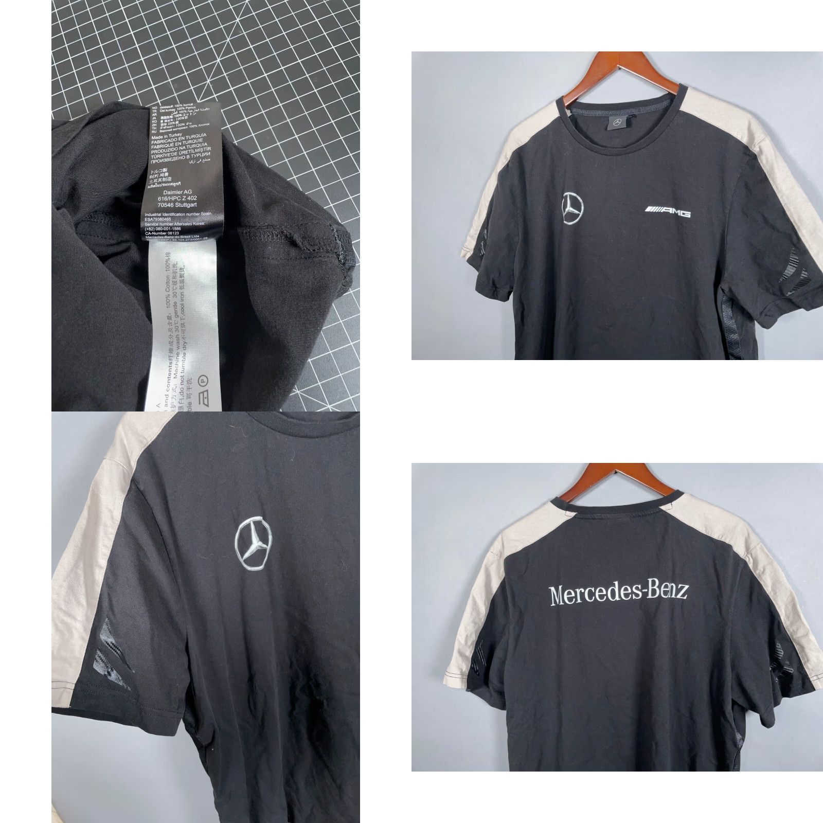 Mercedes-Benz Mercedes-Benz AMG T-Shirt Adult XL Black Gray Graphic Print Double-Sided Slim Fit Mens Size US XL / EU 56 / 4 - 8 Thumbnail