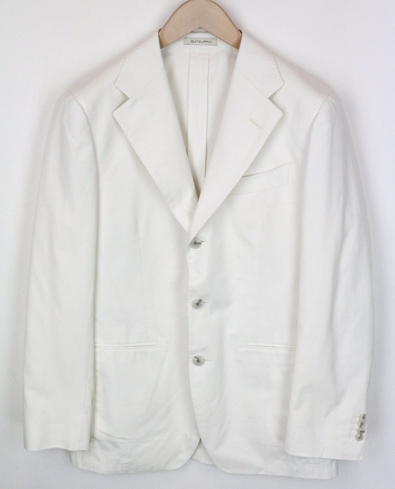 image of Suitsupply Havana Uk38R Off-White Cotton Suit 71624 in Off White, Men's