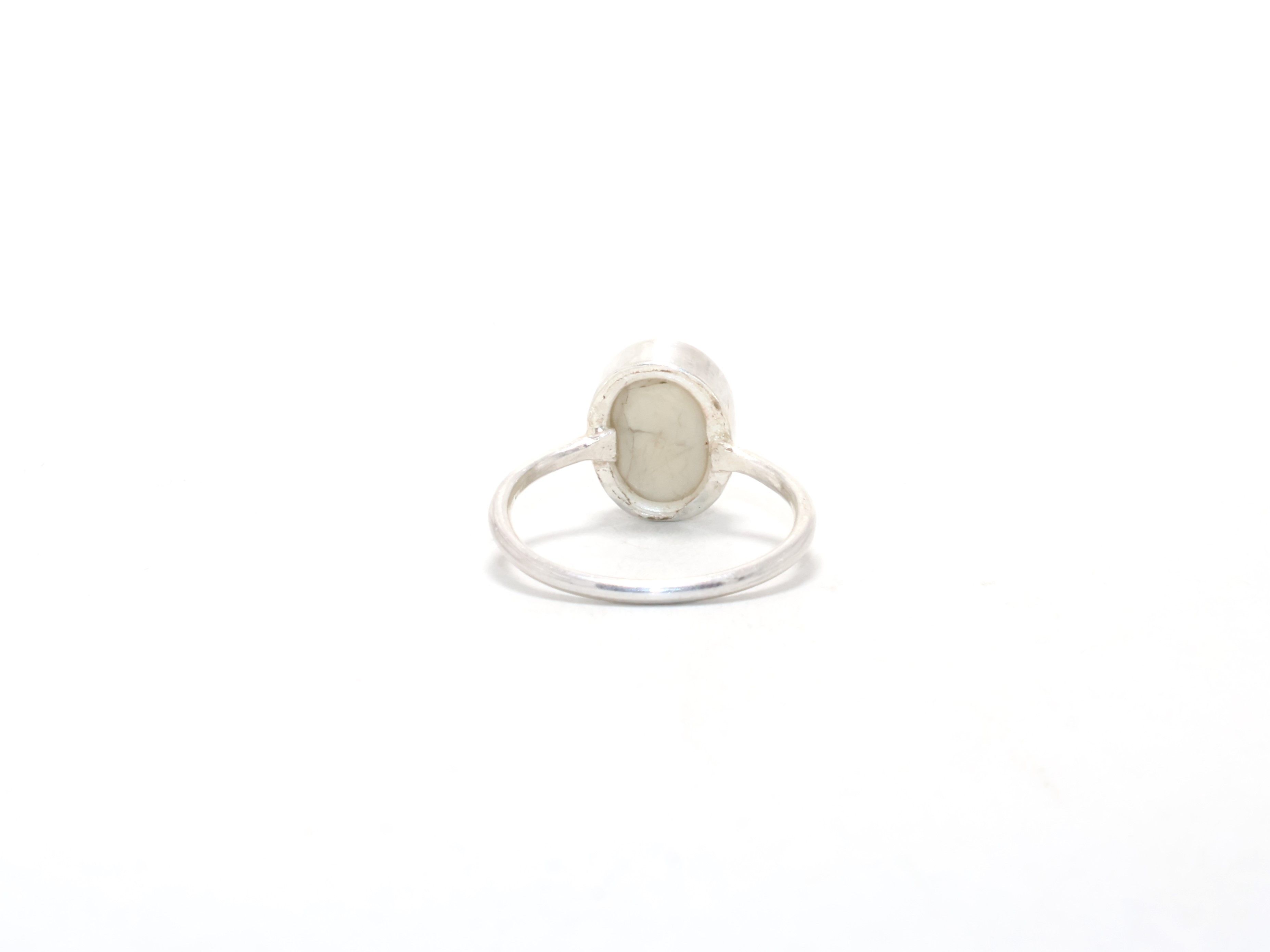 Handmade Howlite Ring, Minimalist Ring,White Handmad, Gift For Her Size ONE SIZE - 5 Thumbnail