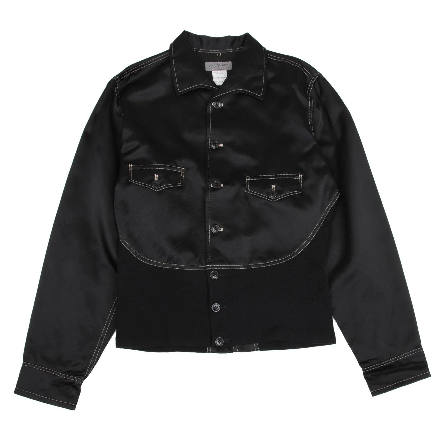 Yohji Yamamoto Yohji Yamamoto Knit Panel Glossy Shirt Jacket Size US M / EU 48-50 / 2 - 1 Thumbnail