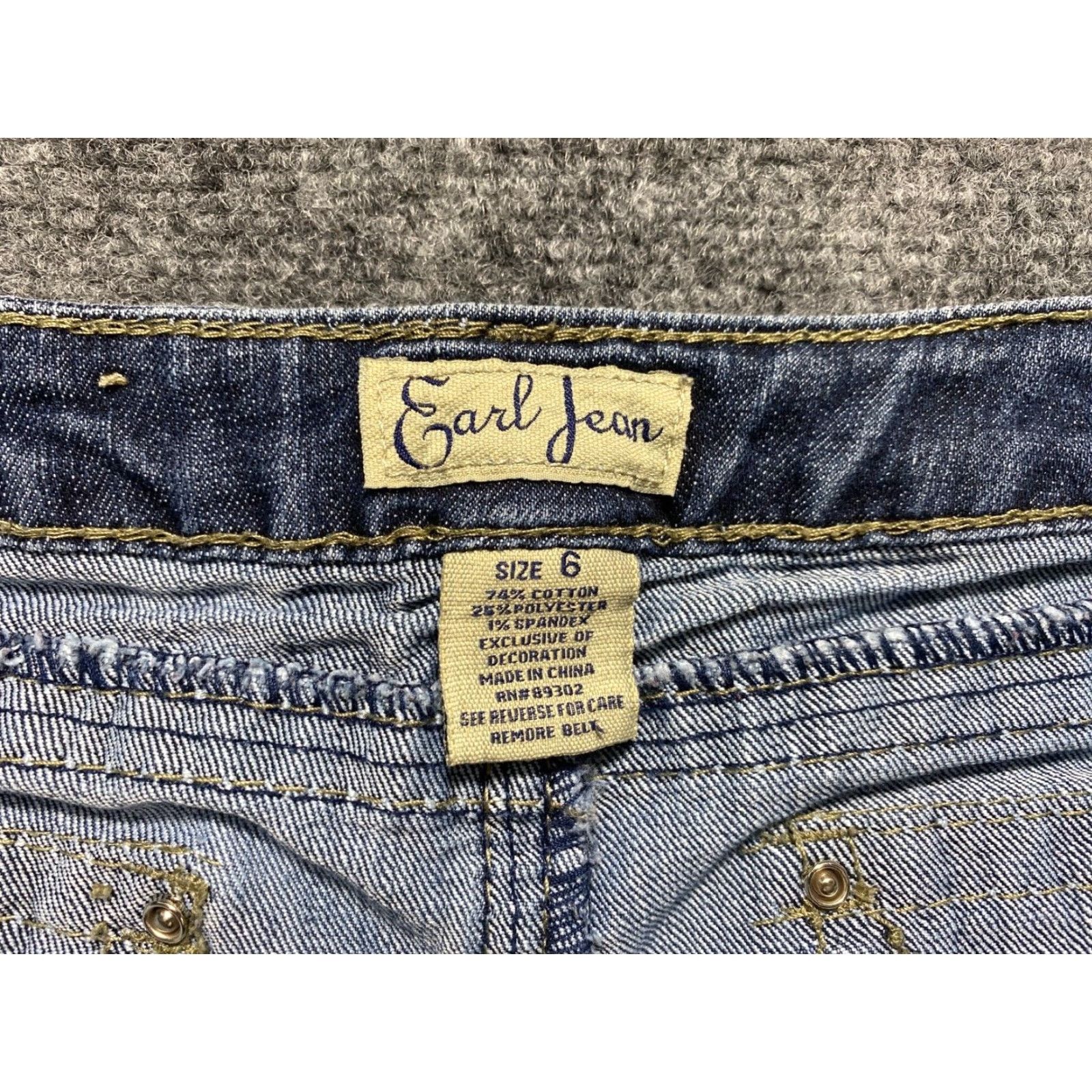Vintage Earl Jeans Womens Jeans 6 Blue Denim Rhinestone Pocket Flap 5-Pocket Bootcut Regular Size 28" / US 6 / IT 42 - 5 Thumbnail
