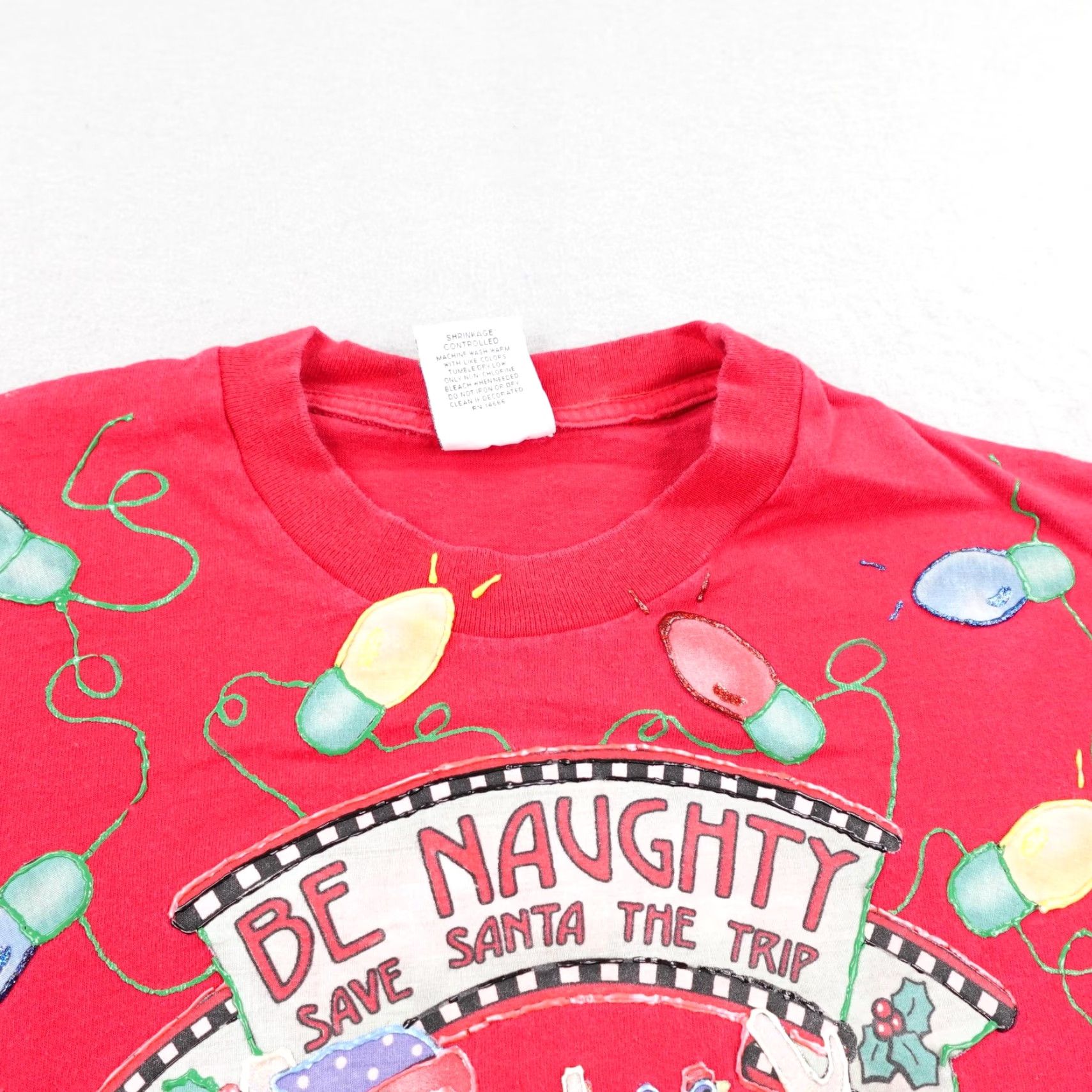 Lee VINTAGE Lee Christmas Shirt Mens L Red Long Sleeve Be Naughty Save Santa Holiday Mens Size US L / EU 52-54 / 3 - 3 Thumbnail
