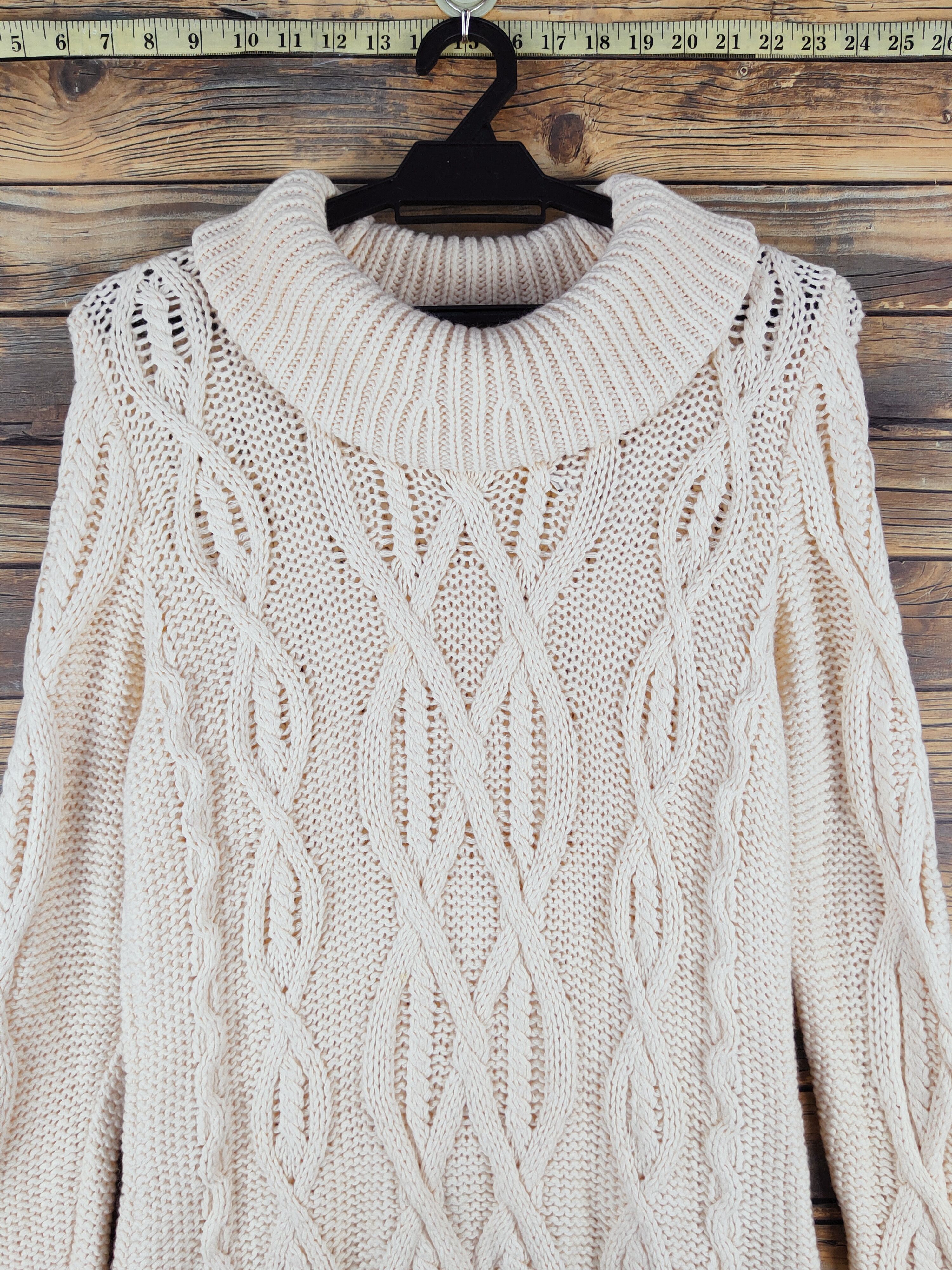 Aran Isles Knitwear × Japanese Brand × Talbots Talbots Cream aran isle cable Knitwear Sweatshirts #W1176 Size M / US 6-8 / IT 42-44 - 2 Thumbnail
