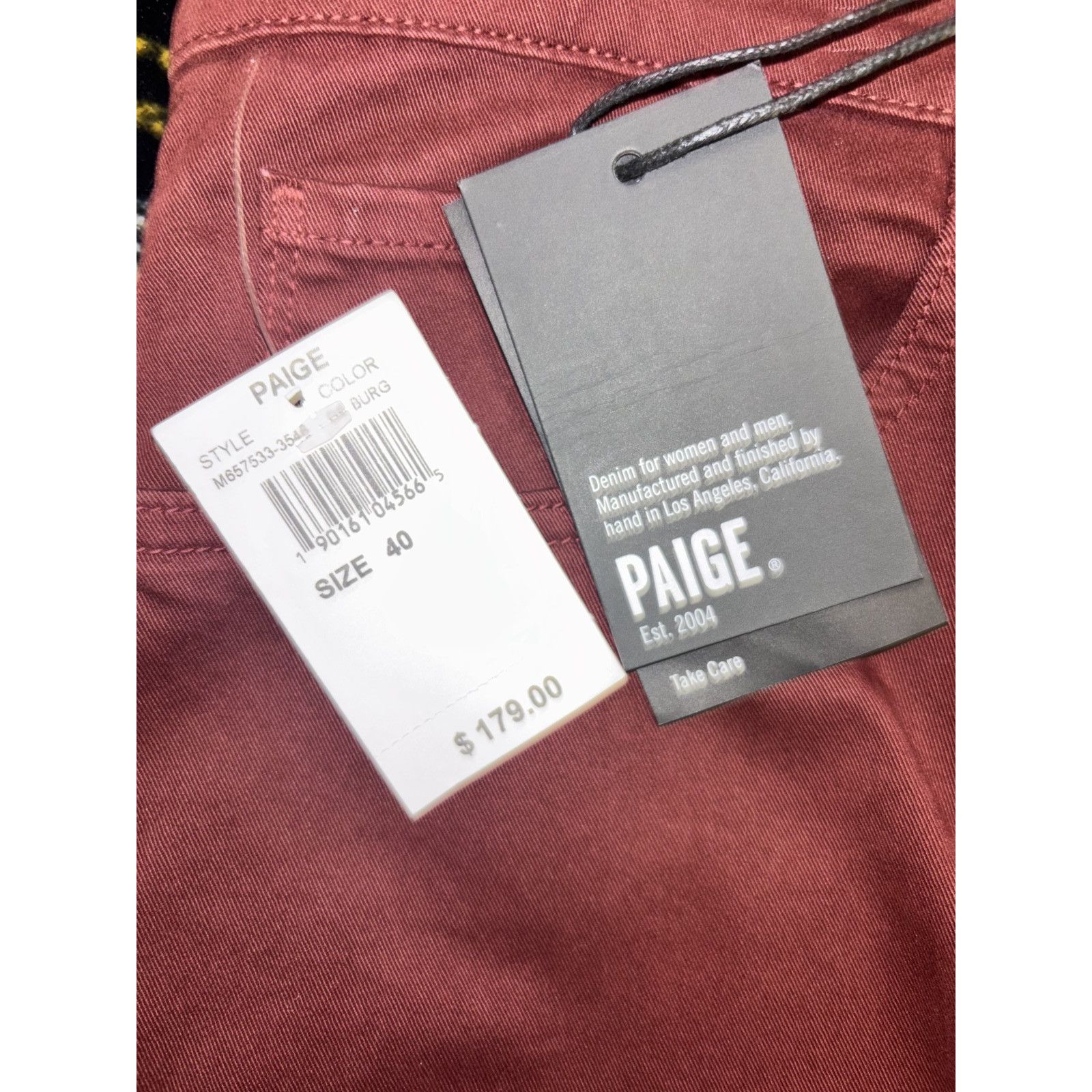 Paige Paige Normandie Jeans Mens Fit Burgundy Denim Pants Size US 40 / EU 56 - 4 Thumbnail