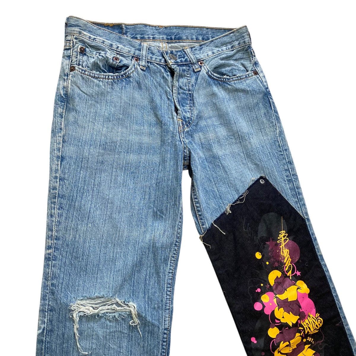 Levi's × Levi's Vintage Clothing × Vintage NWT💥#359 LEVIS JEANS 501 PATCHES STRAIGH LEG DENIM PANT Size 28" / US 6 / IT 42 - 3 Thumbnail