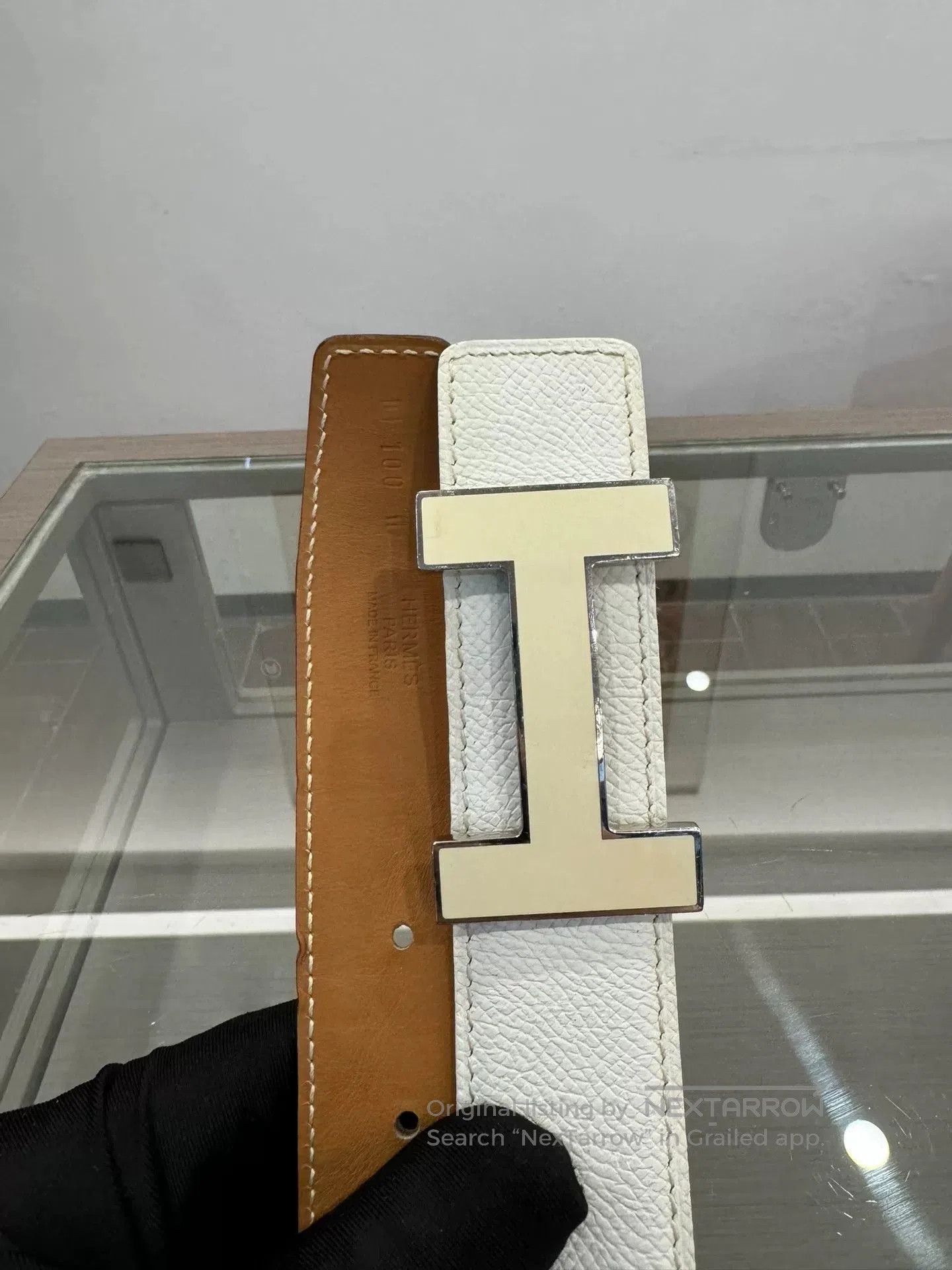 Hermes Hermes Men's White Brown H Buckle Belt. Size ONE SIZE - 4 Thumbnail