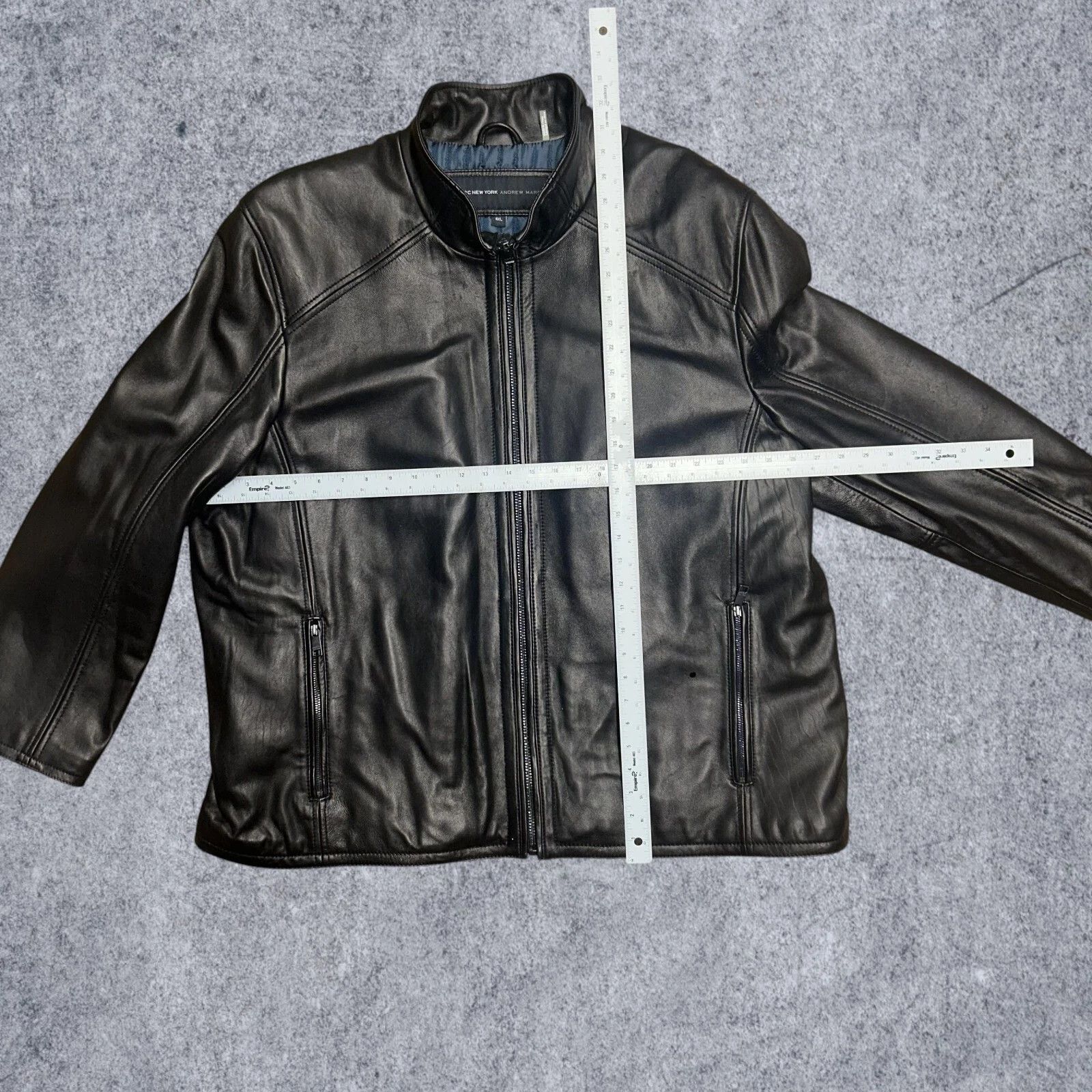 Andrew Marc Andrew Marc All Black Leather Bomber Jacket Motorcycle Biker Size US XXL / EU 58 / 5 - 4 Thumbnail