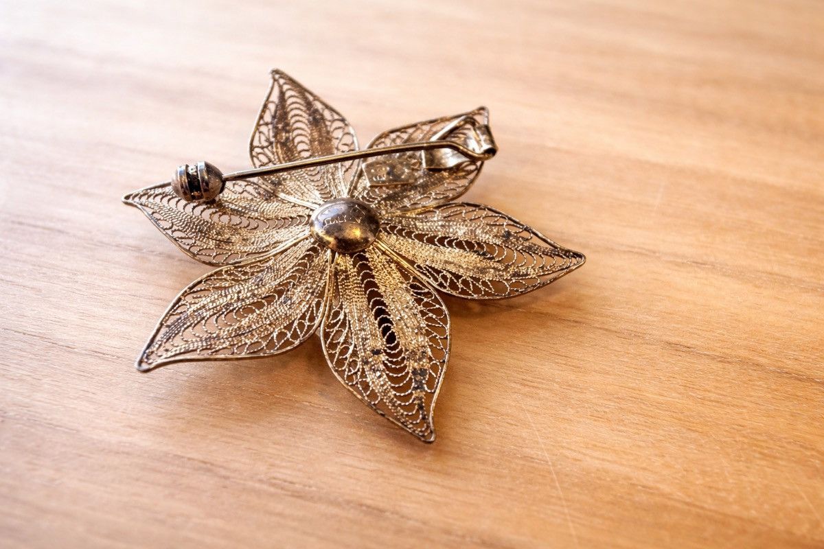 Other Vintage Sterling Cannetille Plique A Jour Flower Brooch Size ONE SIZE - 4 Thumbnail
