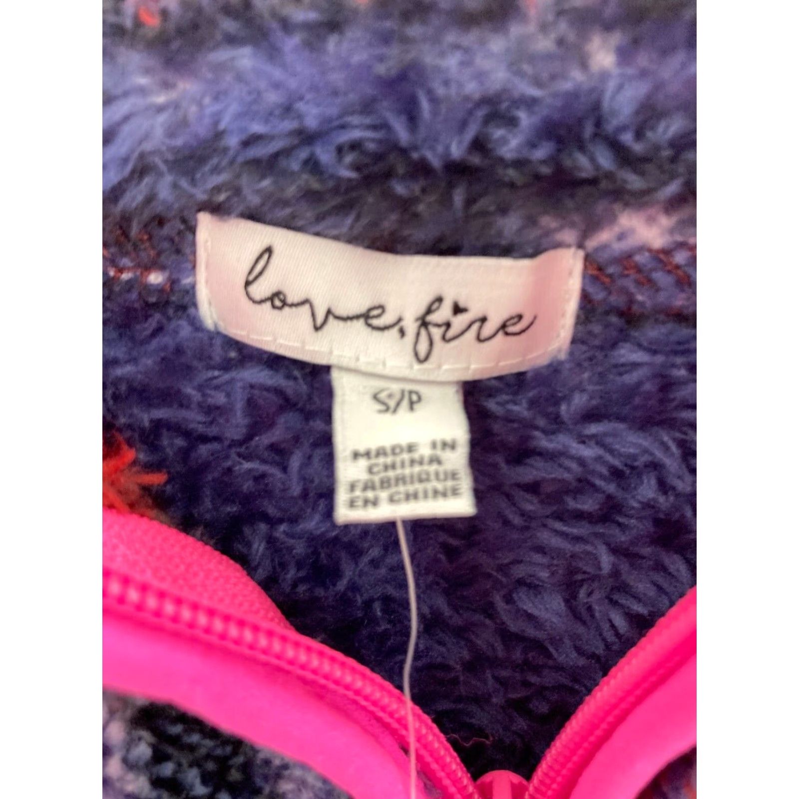 Vintage LOVE FIRE Coat Womens Small Full zip Fleece Size S / US 4 / IT 40 - 4 Thumbnail