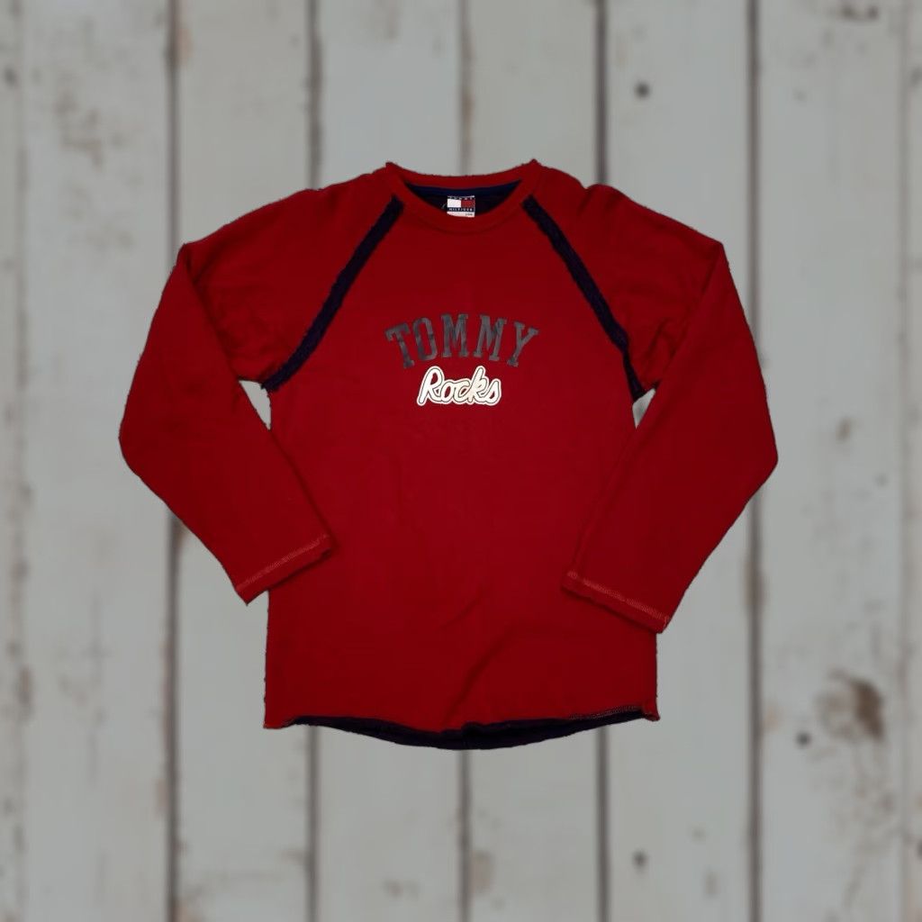 Tommy Hilfiger VINTAGE Tommy Hilfiger Thermal Shirt Womens L Red Crew Neck Grunge 90s Tommy Rocks Size L / US 10 / IT 46 - 1 Thumbnail
