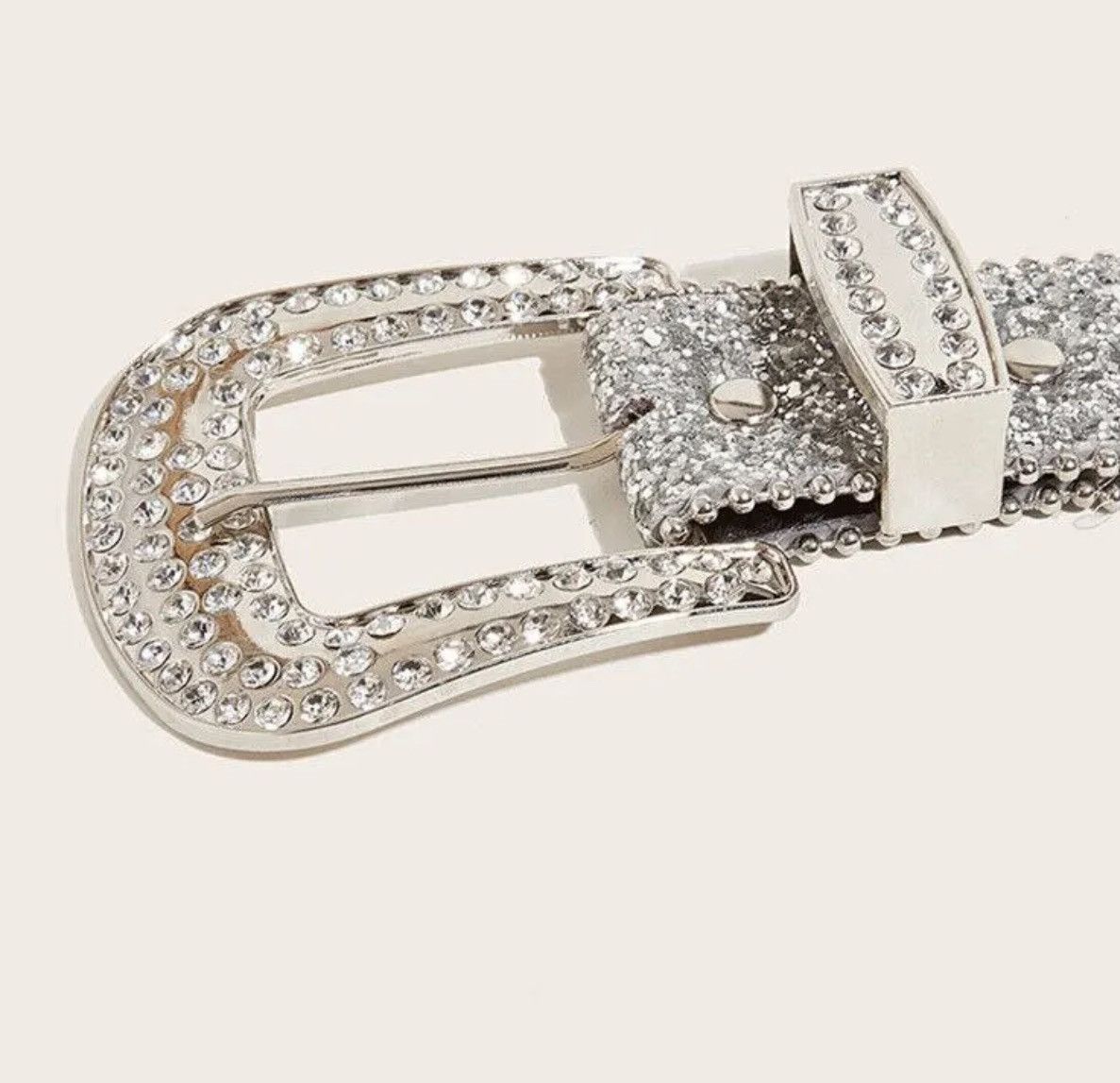 Leather Rhinestone PU Leather Belt Size ONE SIZE - 3 Thumbnail