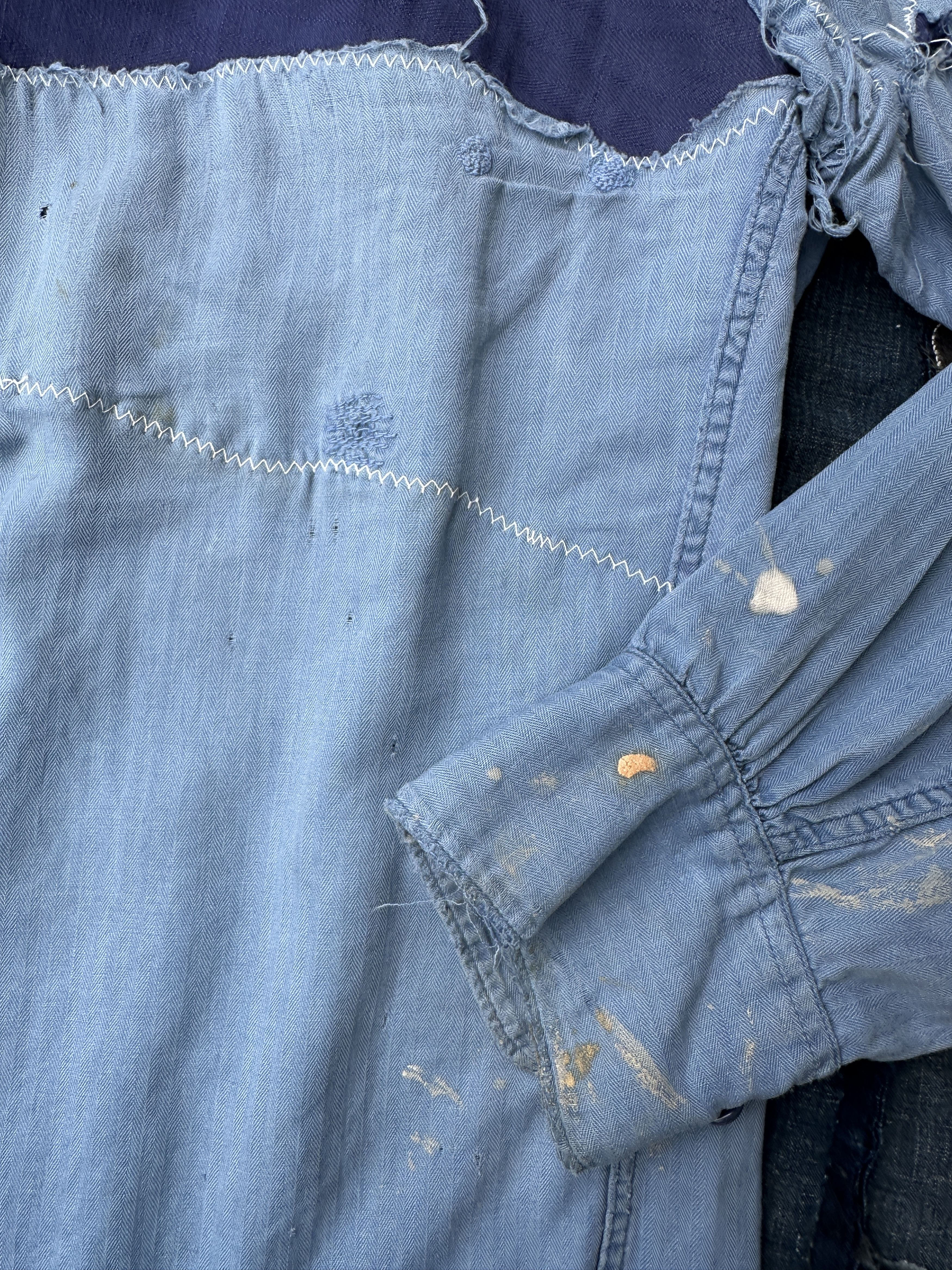 Vintage 40s-50s Herringbone HBT Boro zombie trashed Twill painter Size US M / EU 48-50 / 2 - 11 Thumbnail