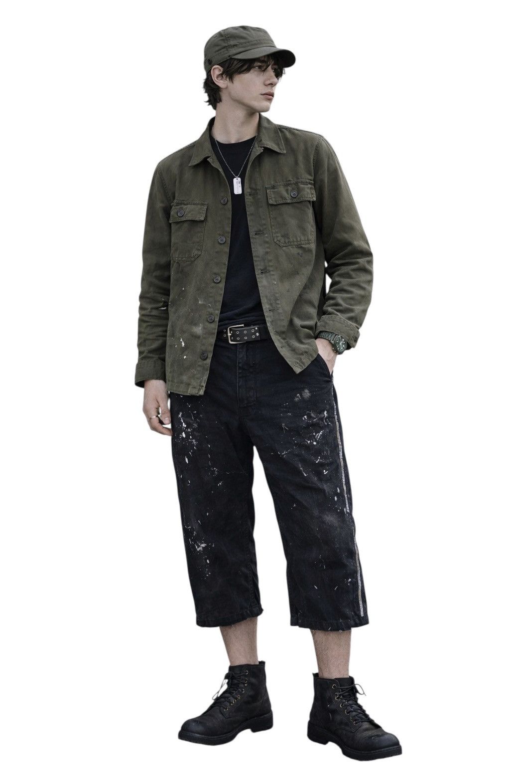 Maison MIHARA YASUHIRO Mihara Yasuhiro Paint Splatter Distressed Decorative Stitch Size US 32 / EU 48 - 1 Thumbnail