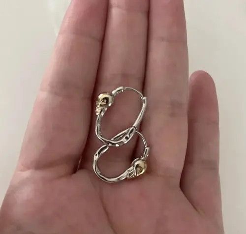 VIBE Golden Skull Head Hoop Earring Size ONE SIZE - 3 Thumbnail