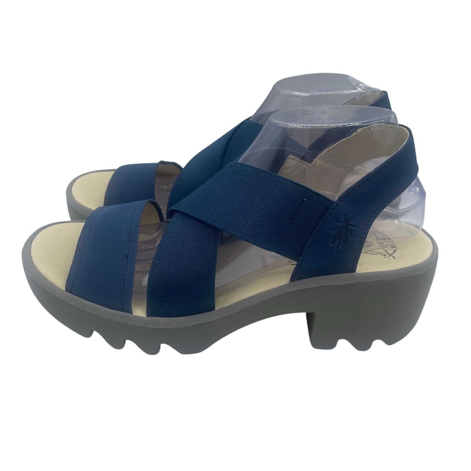 Fly London FLY London Taji502FLY Low Block Heel Crossover Sandals Blue Size US 10 / IT 40 - 2 Thumbnail
